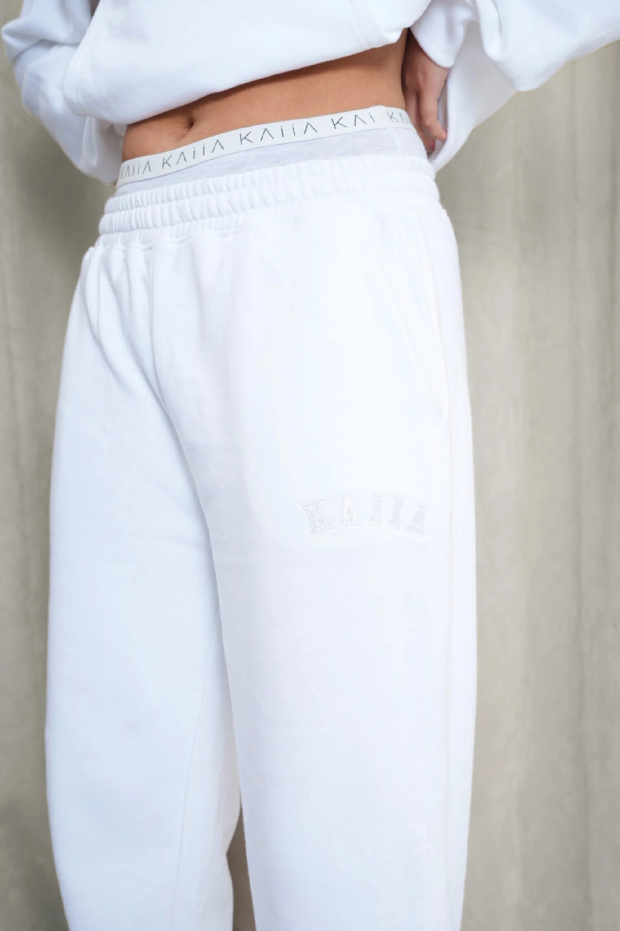 Kaiia Wide Leg Sweat Pants White - Image 7