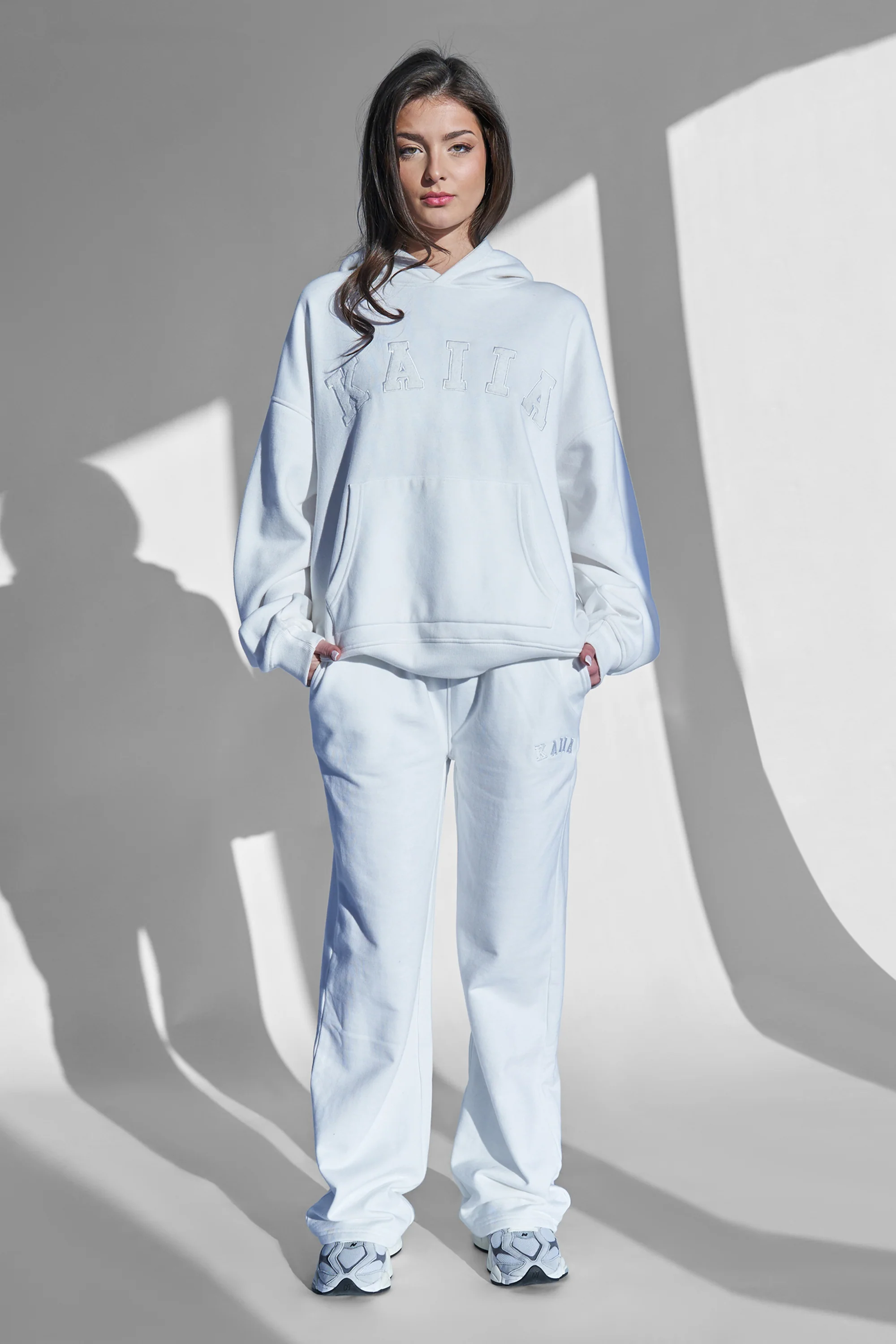 Kaiia Wide Leg Sweat Pants White - Image 8