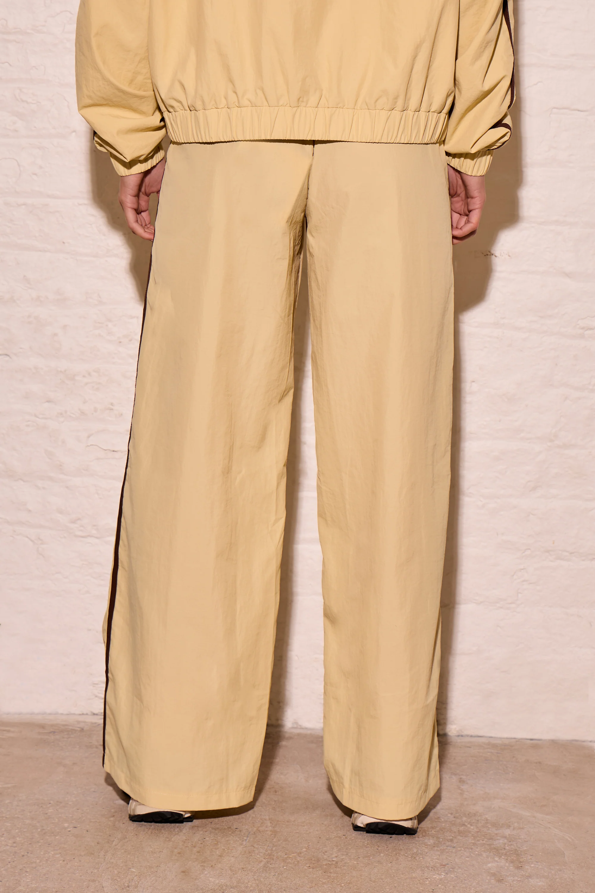 Kaiia Woven Stripe Wide Leg Trousers Yellow & Biscuit - Image 4