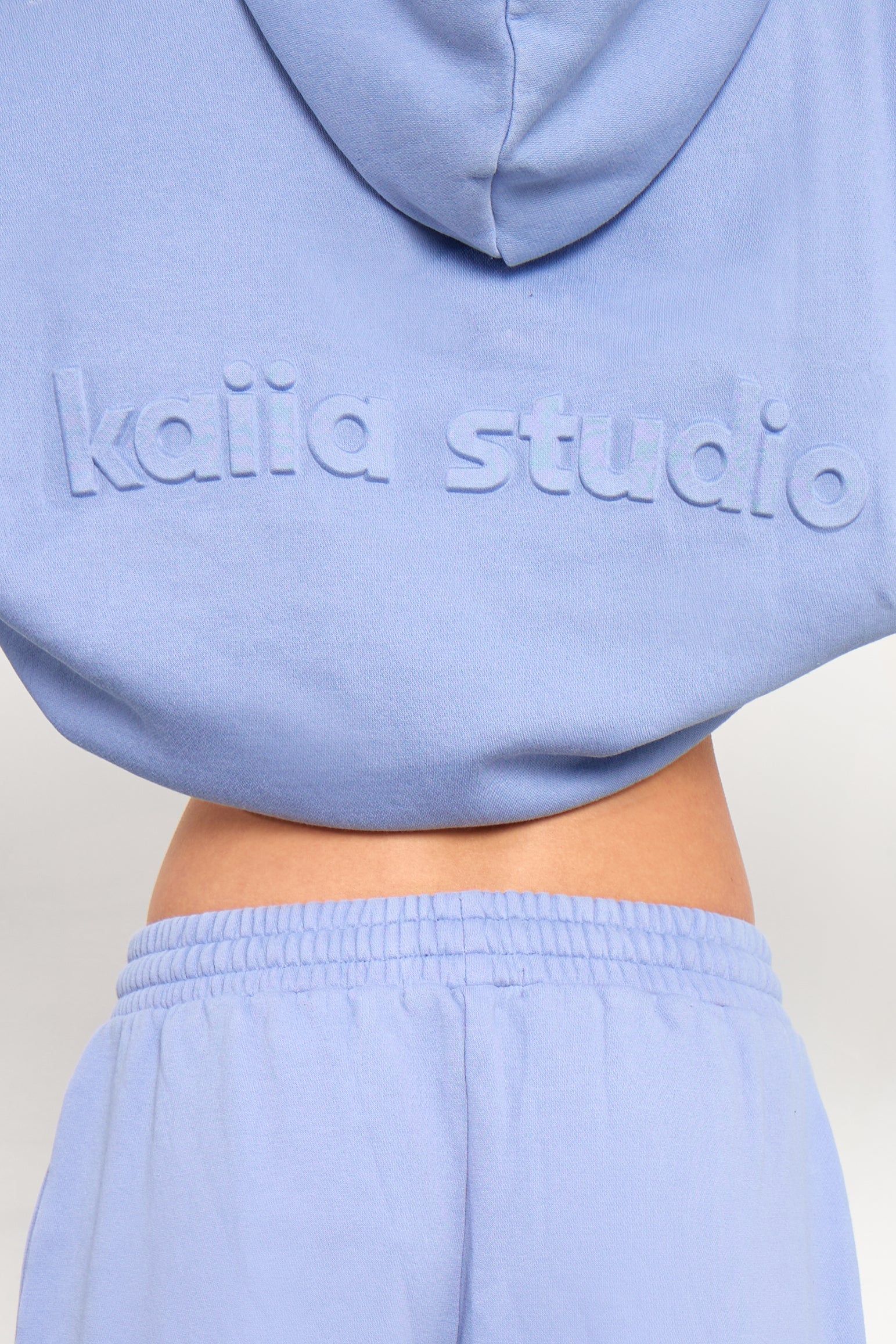 Kaiia Embossed Oversized Hoodie Washed Periwinkle Blue - Image 2