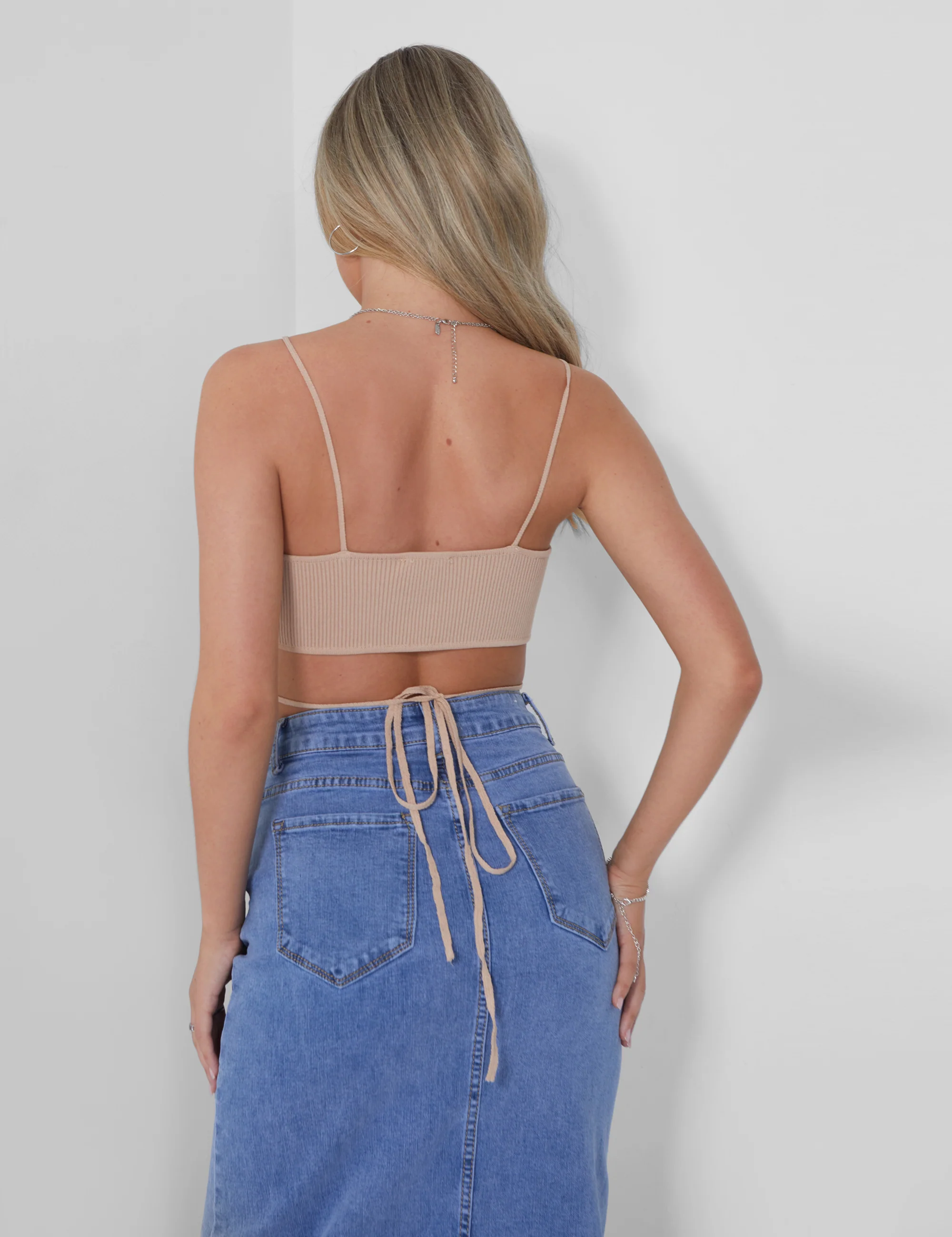 Knitted Ribbed Bralet Nude - Image 6
