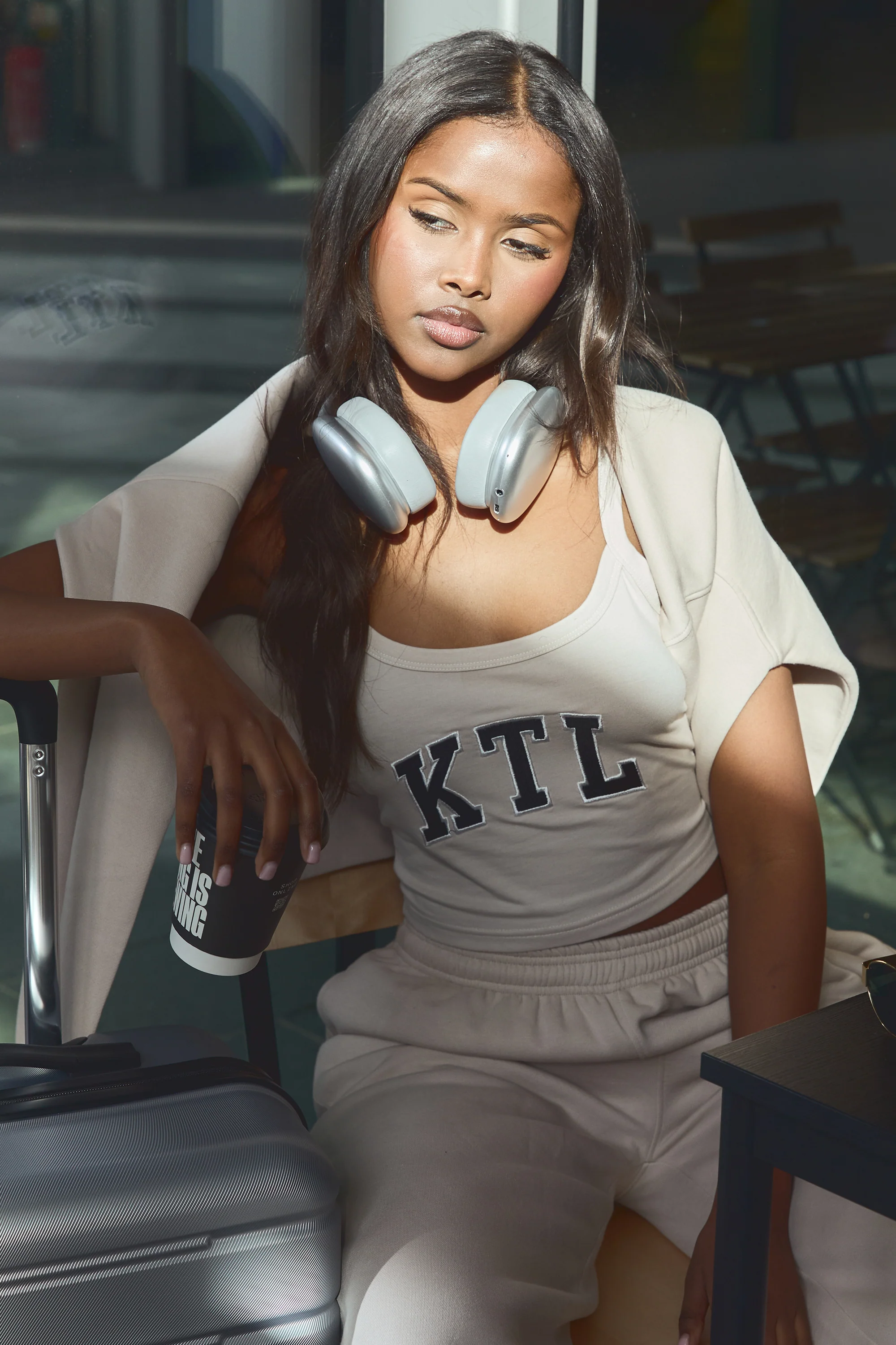 Kaiia KTL Logo Cami Vest Top Truffle - Image 5