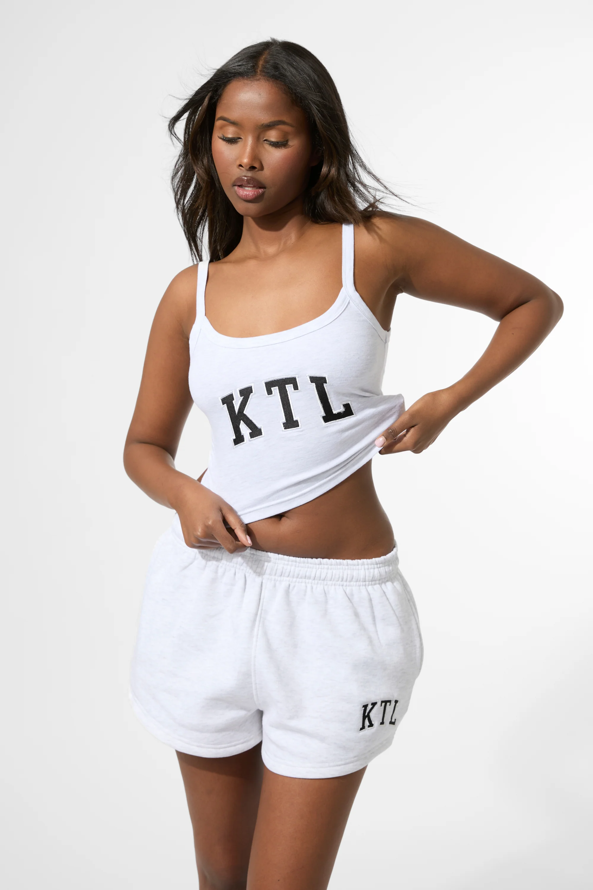 Kaiia KTL Logo Cami Vest Top Light Grey Marl - Image 4