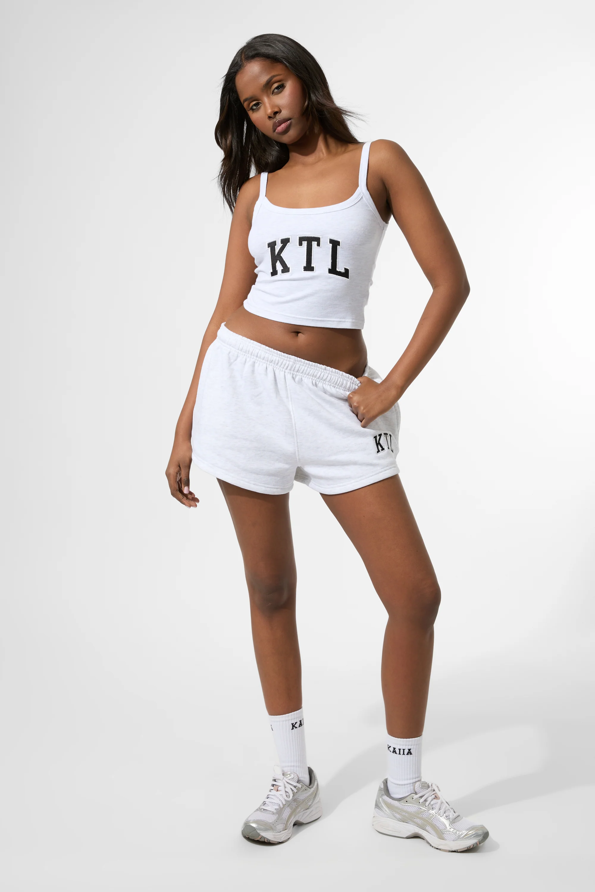 Kaiia KTL Logo Cami Vest Top Light Grey Marl - Image 5