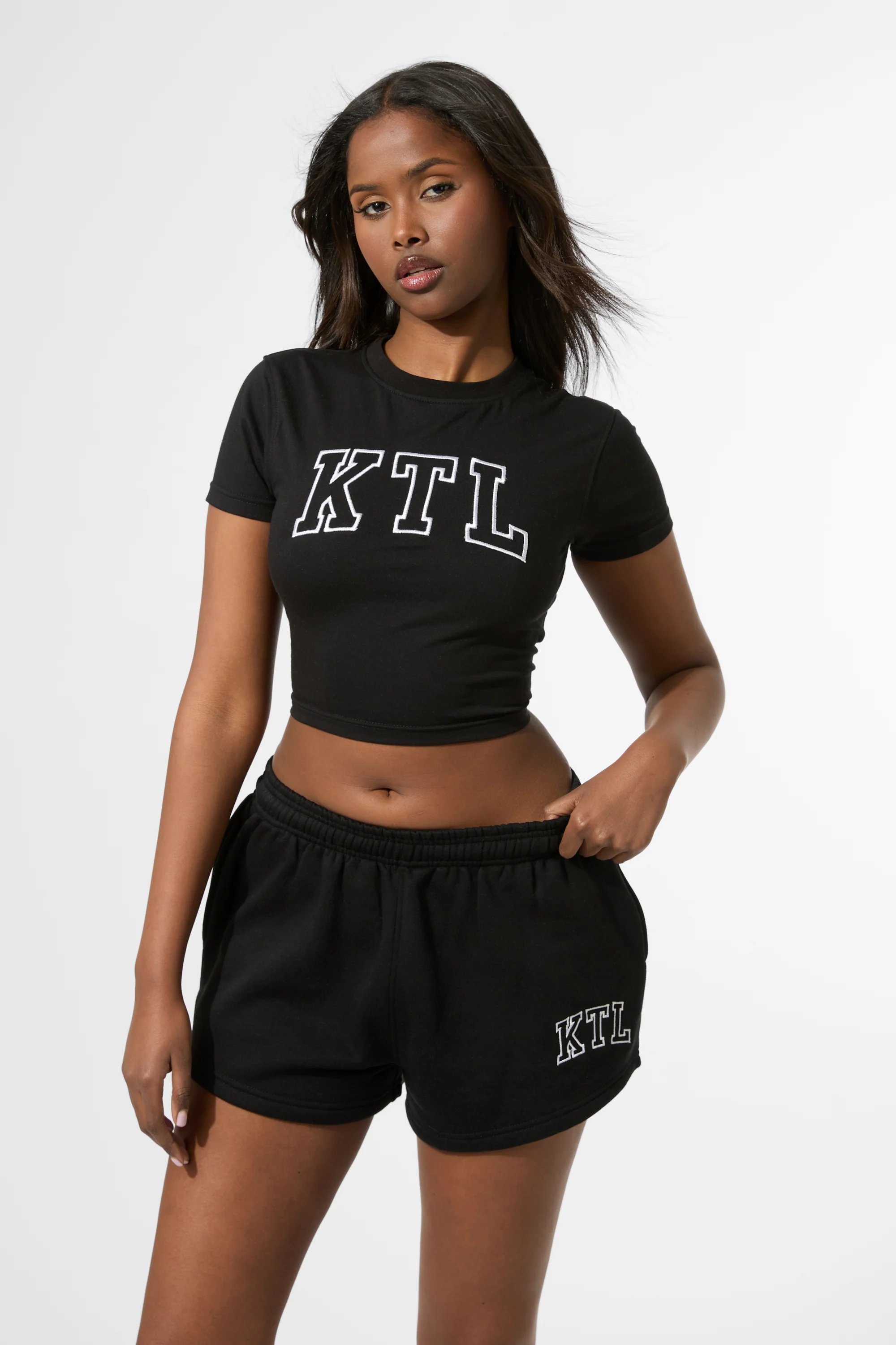 Kaiia KTL Logo Mini Sweat Shorts Black - Image 4
