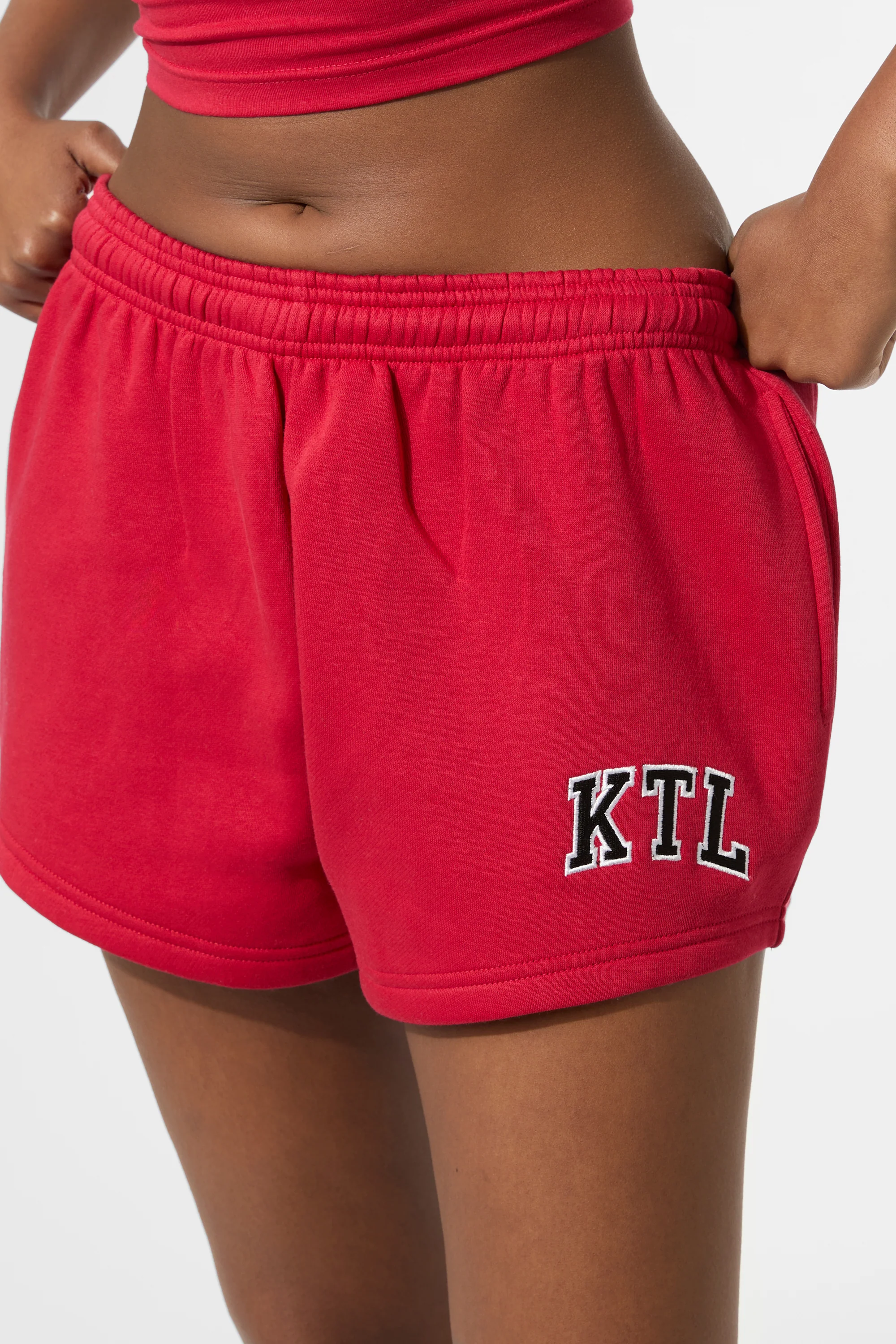 Kaiia KTL Logo Mini Sweat Shorts Red - Image 3