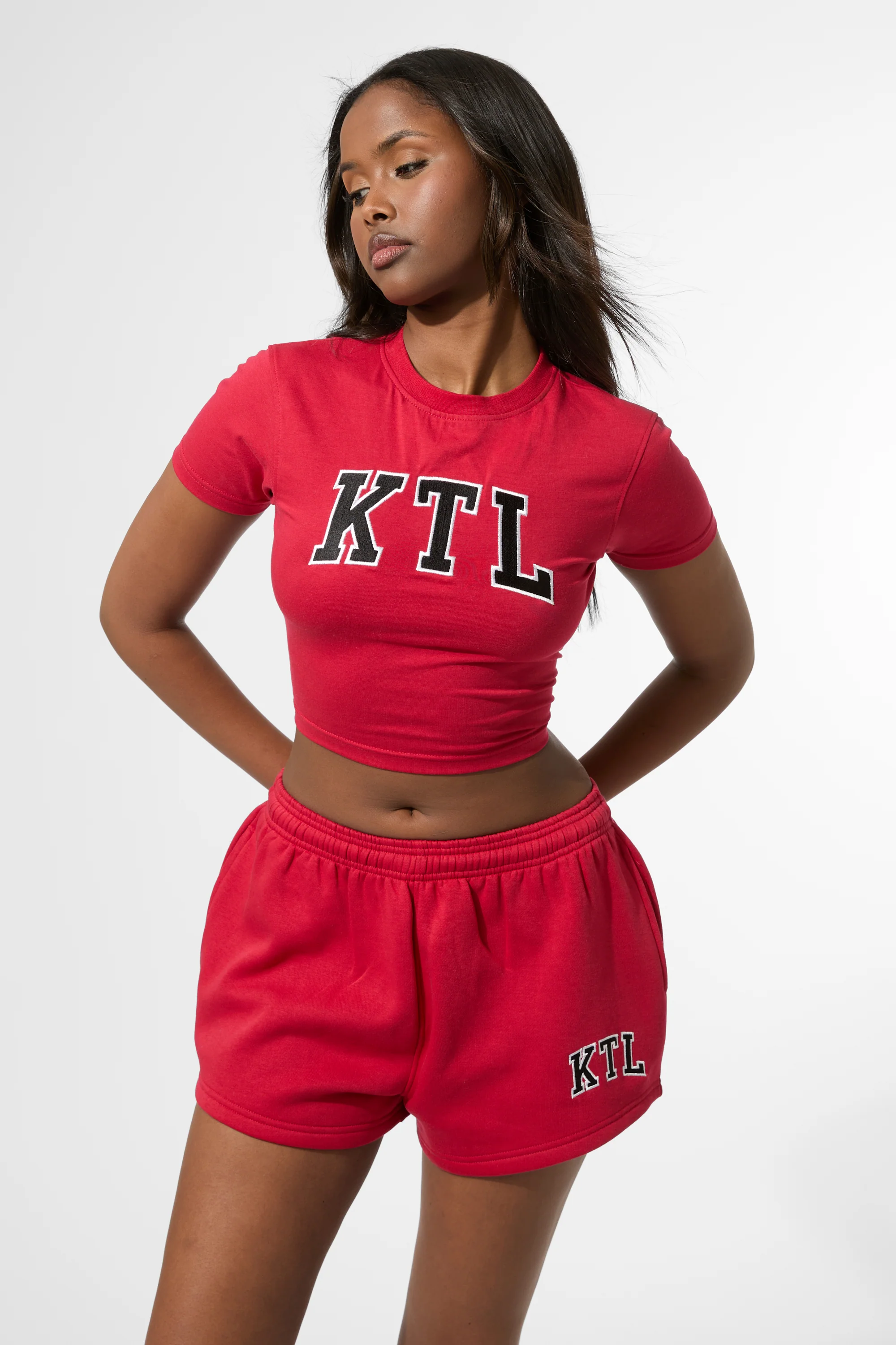 Kaiia KTL Logo Mini Sweat Shorts Red - Image 5