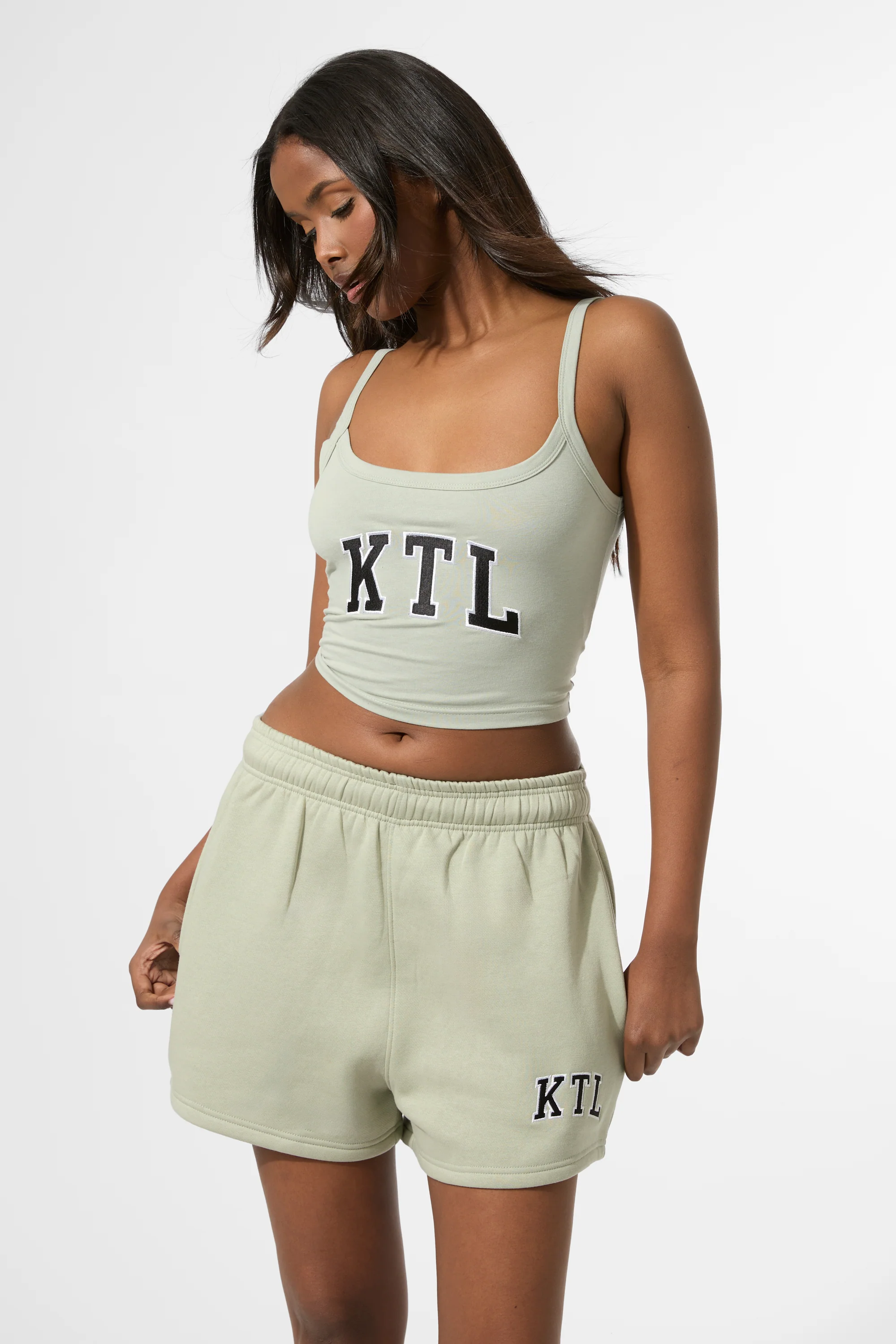 Kaiia KTL Logo Sweat Shorts Sage - Image 3