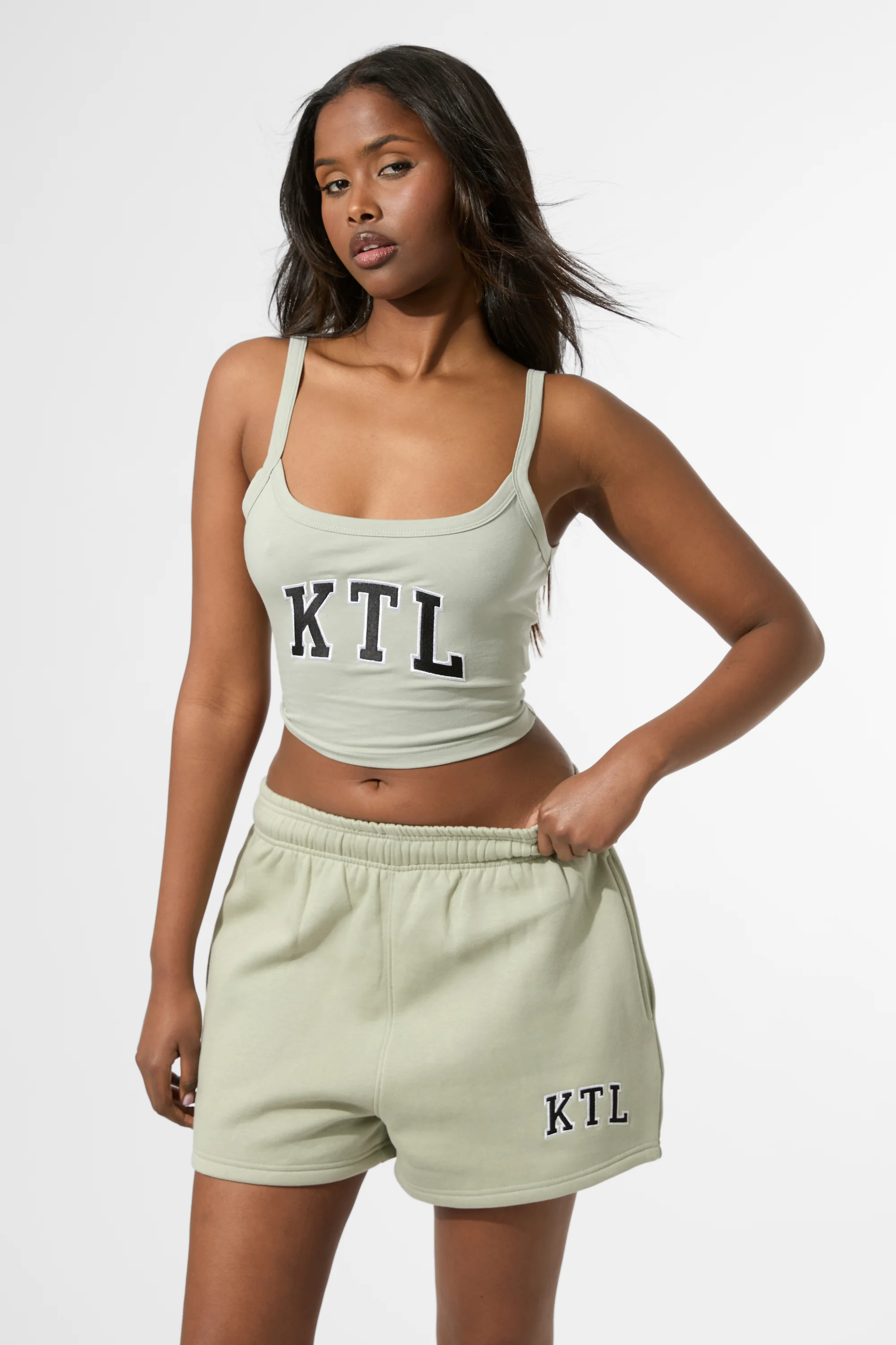 Kaiia KTL Logo Sweat Shorts Sage - Image 5