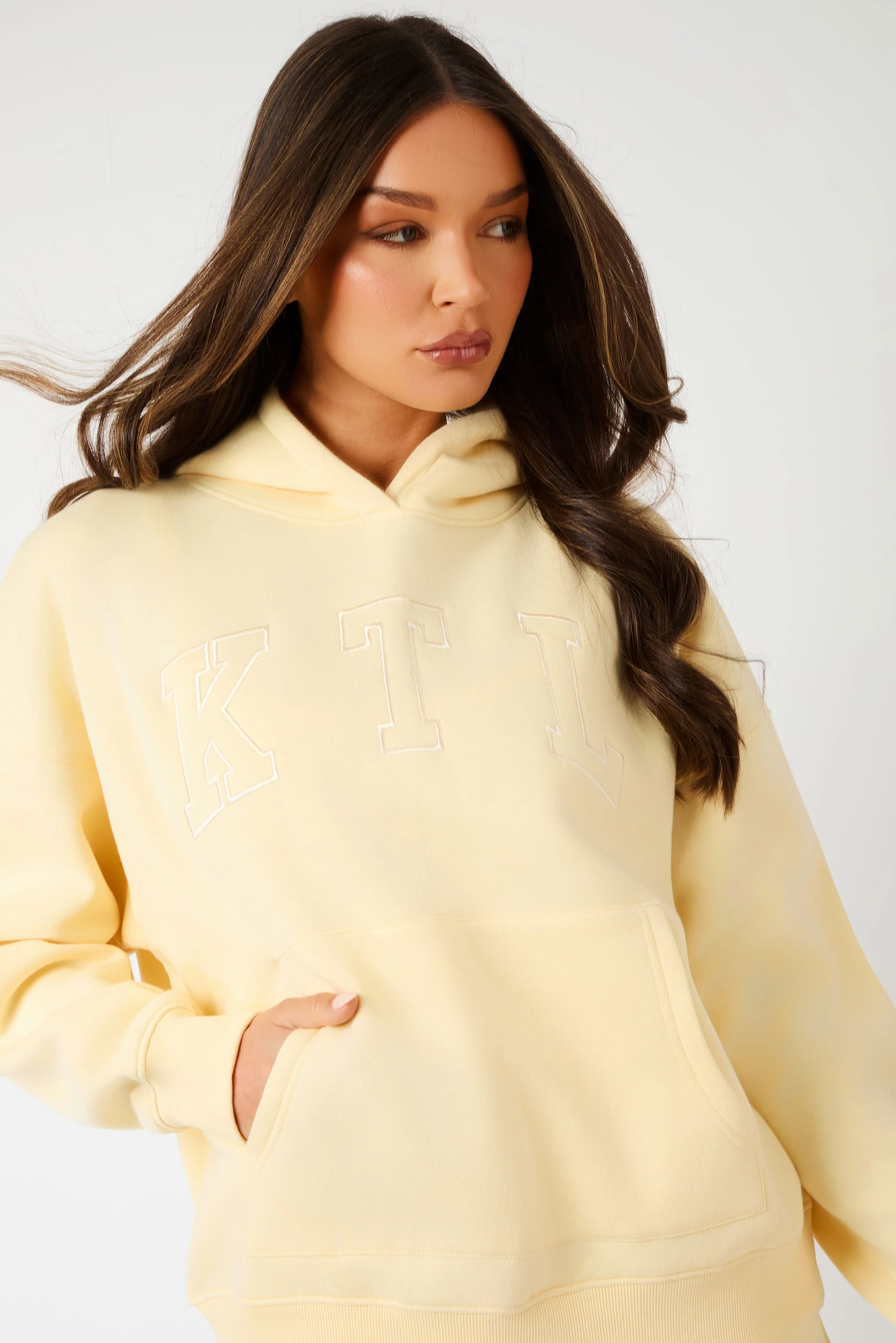 Kaiia KTL Logo Oversized Hoodie Lemon Frosting - Image 3