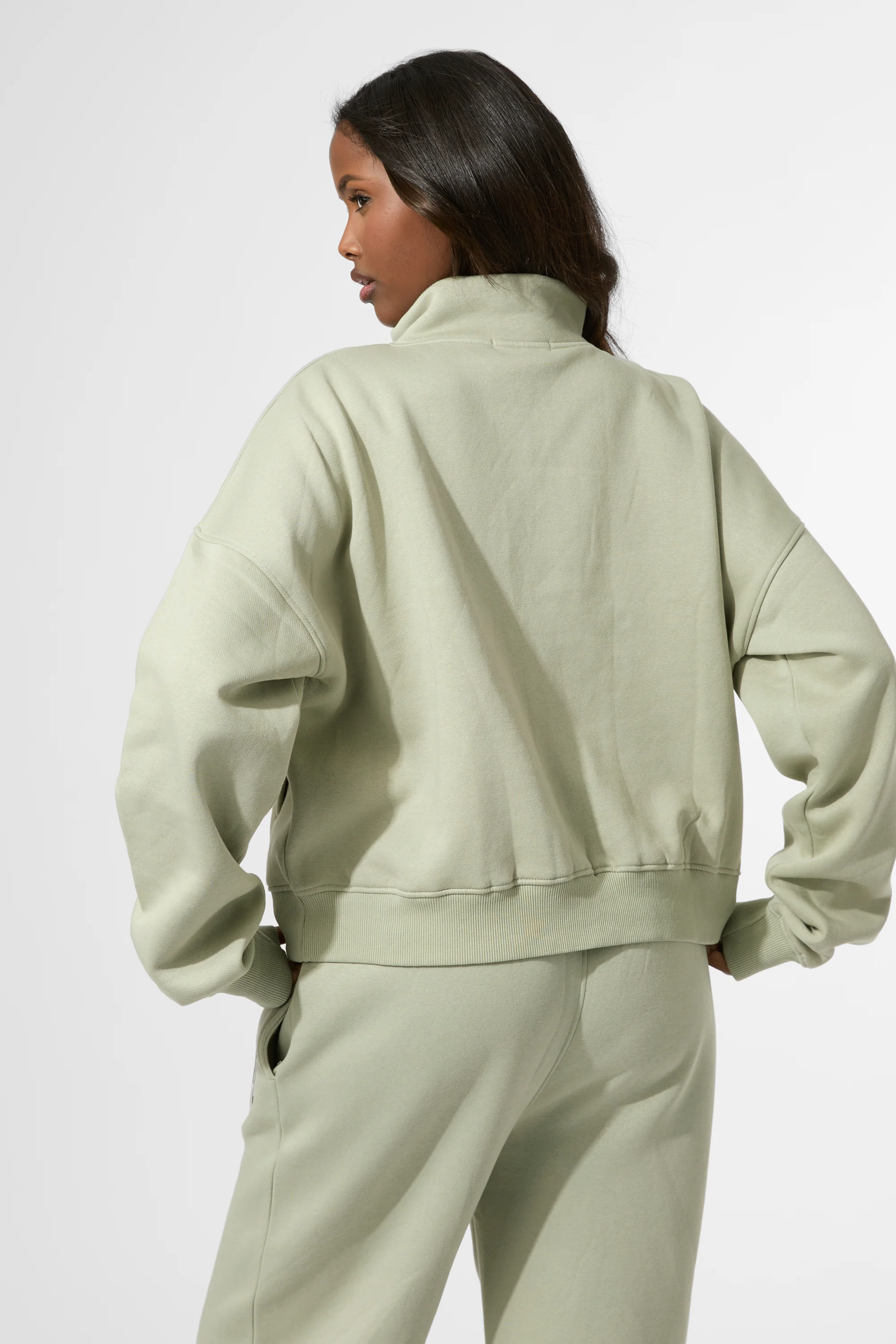 Kaiia KTL Logo Oversized Quarter Zip Sweatshirt Sage - Image 4