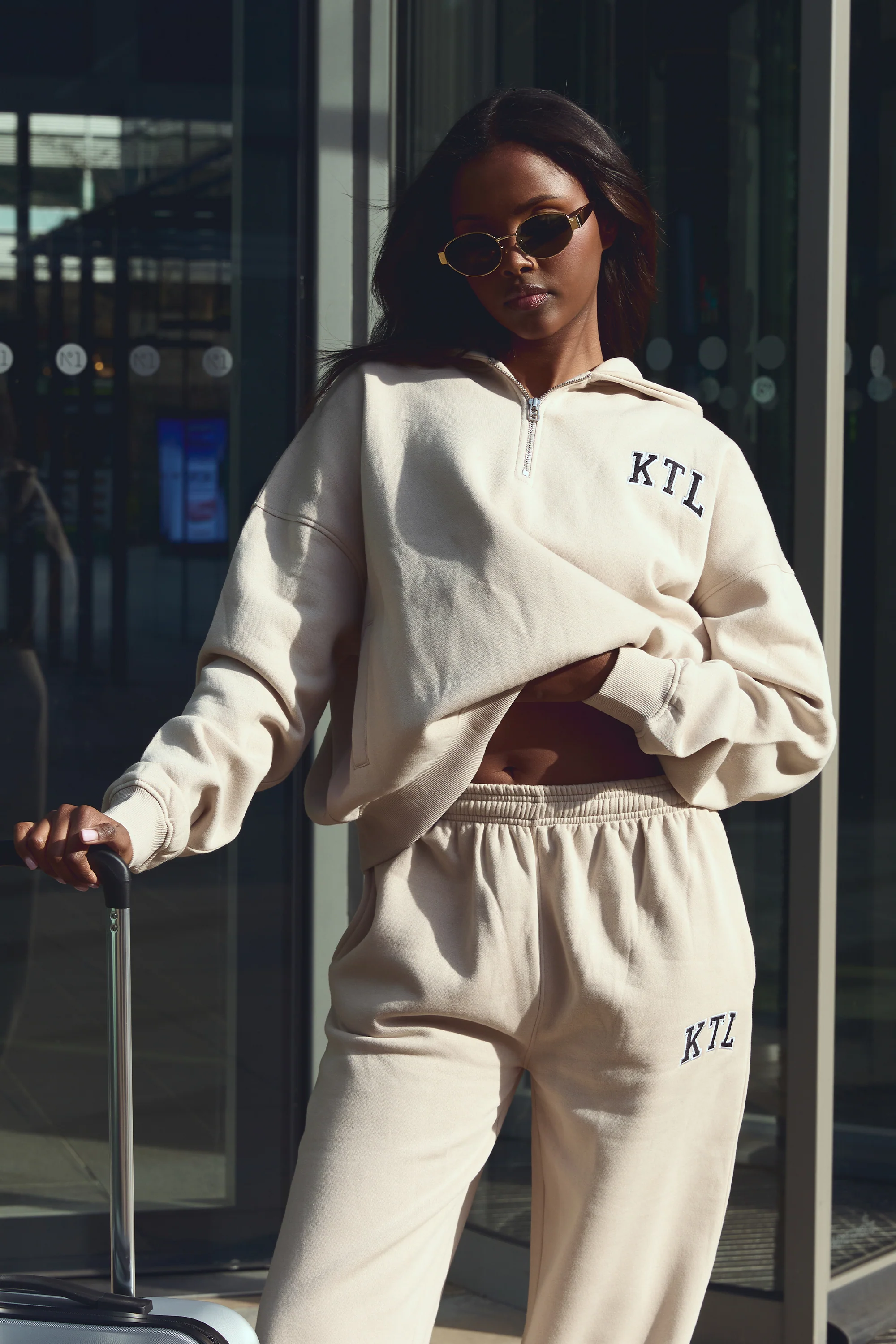 Kaiia KTL Logo Oversized Zip Up Hoodie Truffle - Image 6