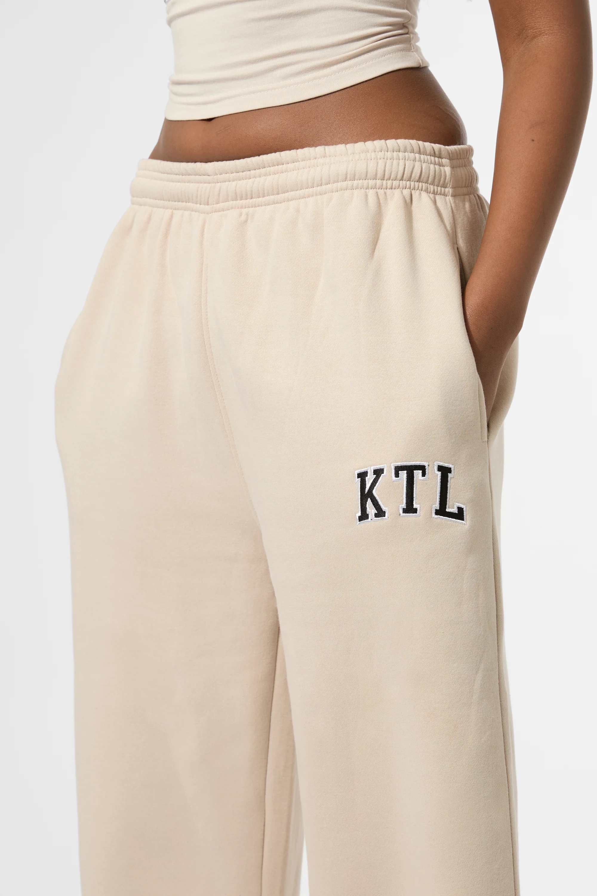 Kaiia KTL Logo Wide Leg Joggers Truffle - Image 4