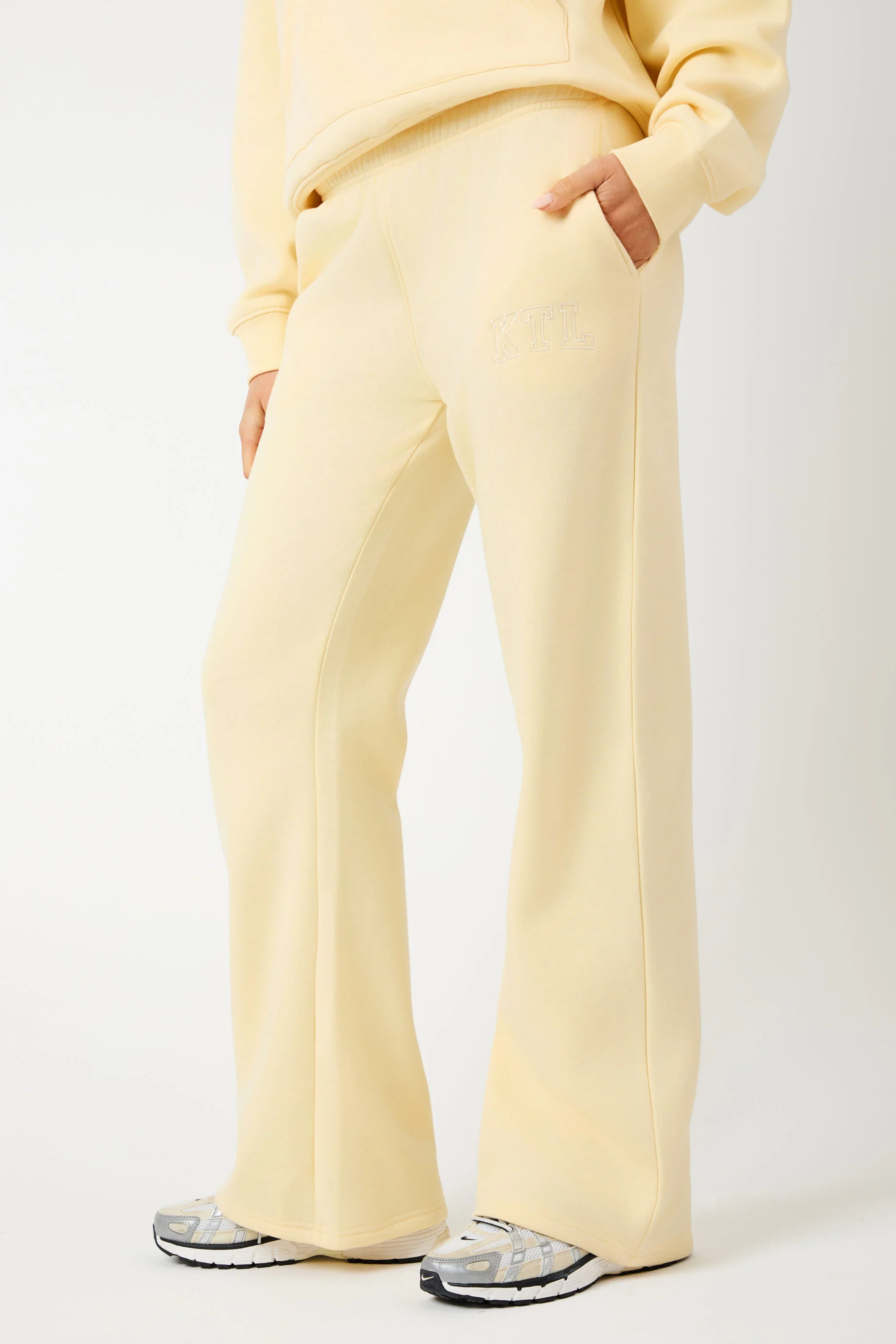 Kaiia KTL Logo Wide Leg Joggers Lemon Frosting - Image 2