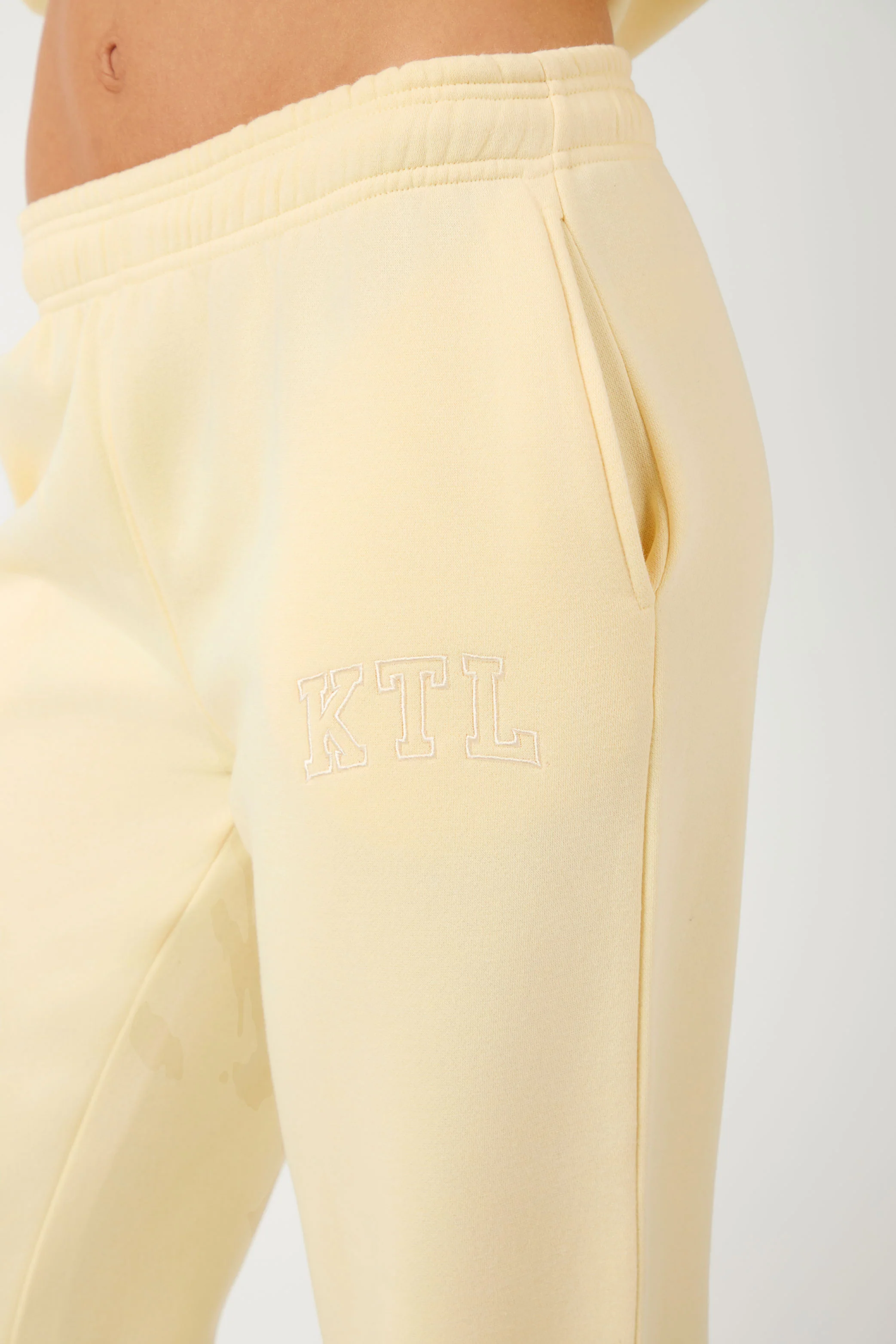 Kaiia KTL Logo Wide Leg Joggers Lemon Frosting - Image 3