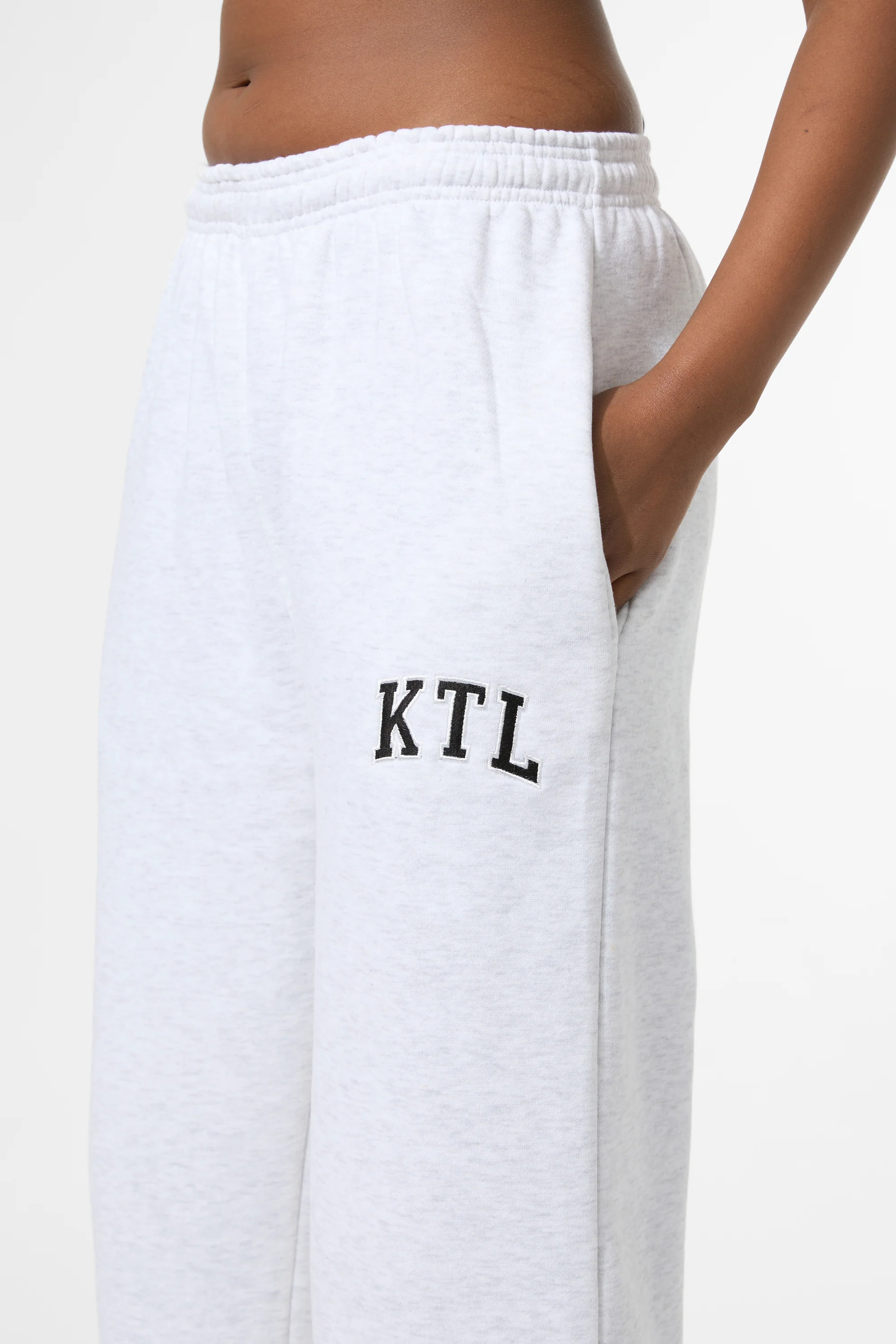 Kaiia KTL Logo Wide Leg Joggers Light Grey Marl - Image 4