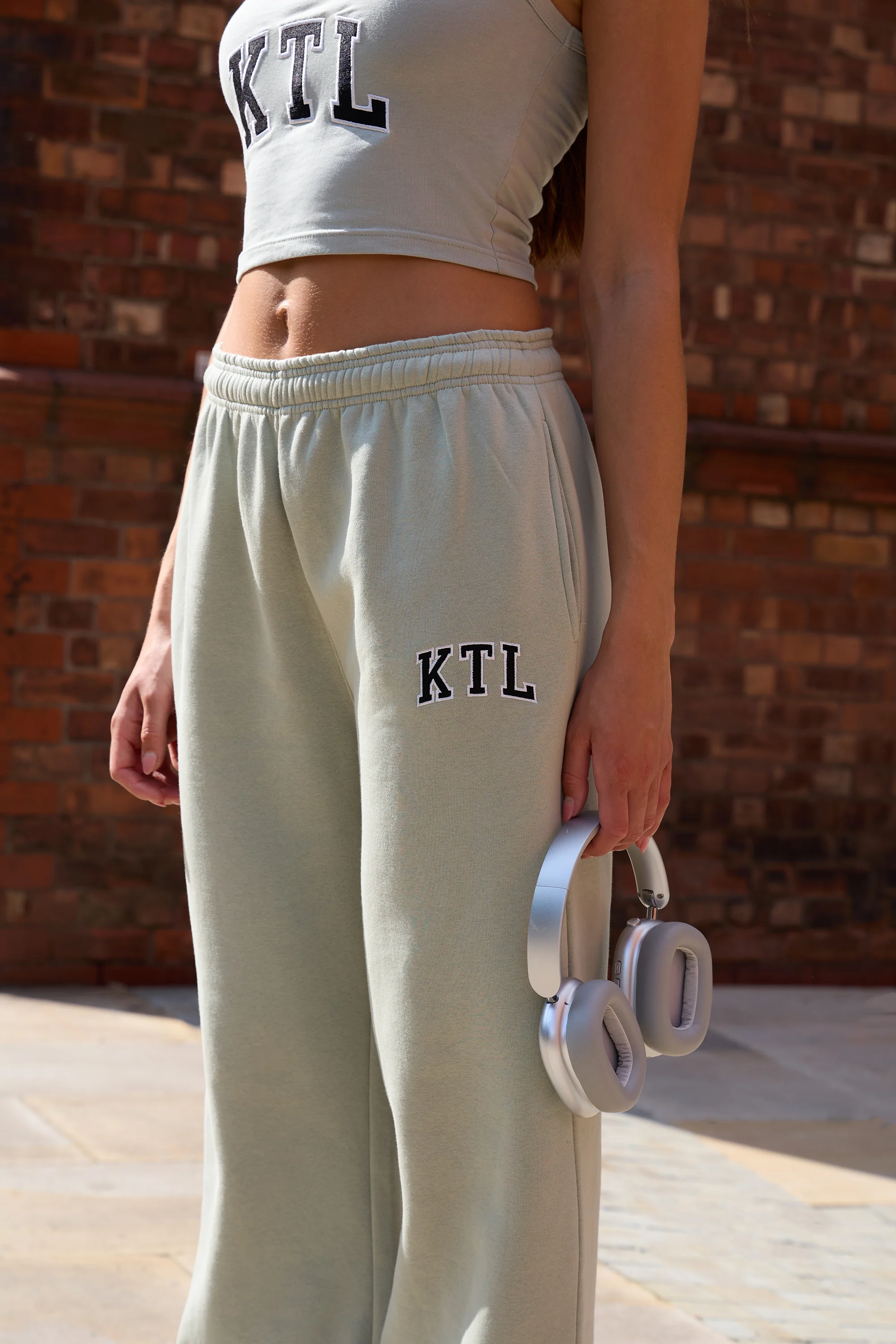 Kaiia KTL Logo Wide Leg Joggers Sage - Image 6