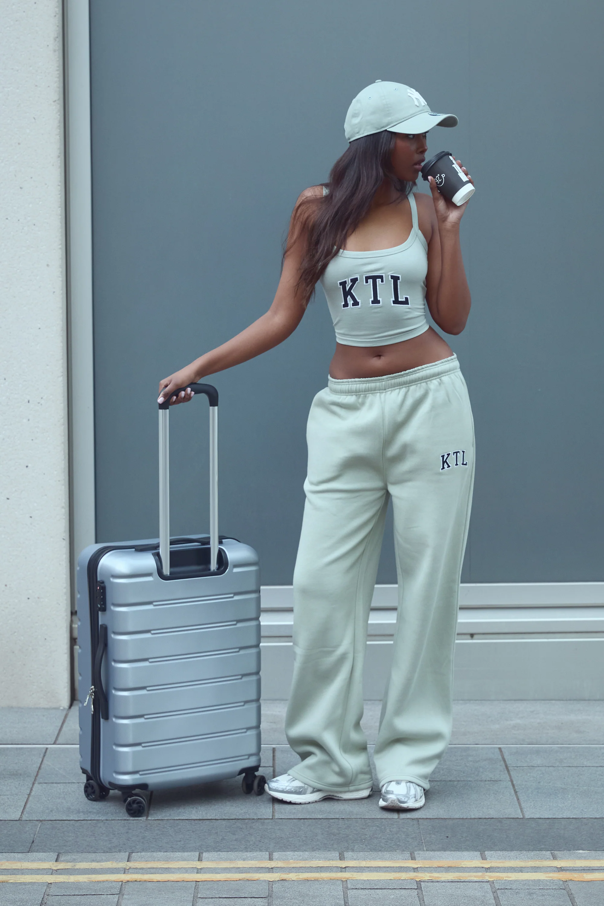 Kaiia KTL Logo Wide Leg Joggers Sage - Image 8