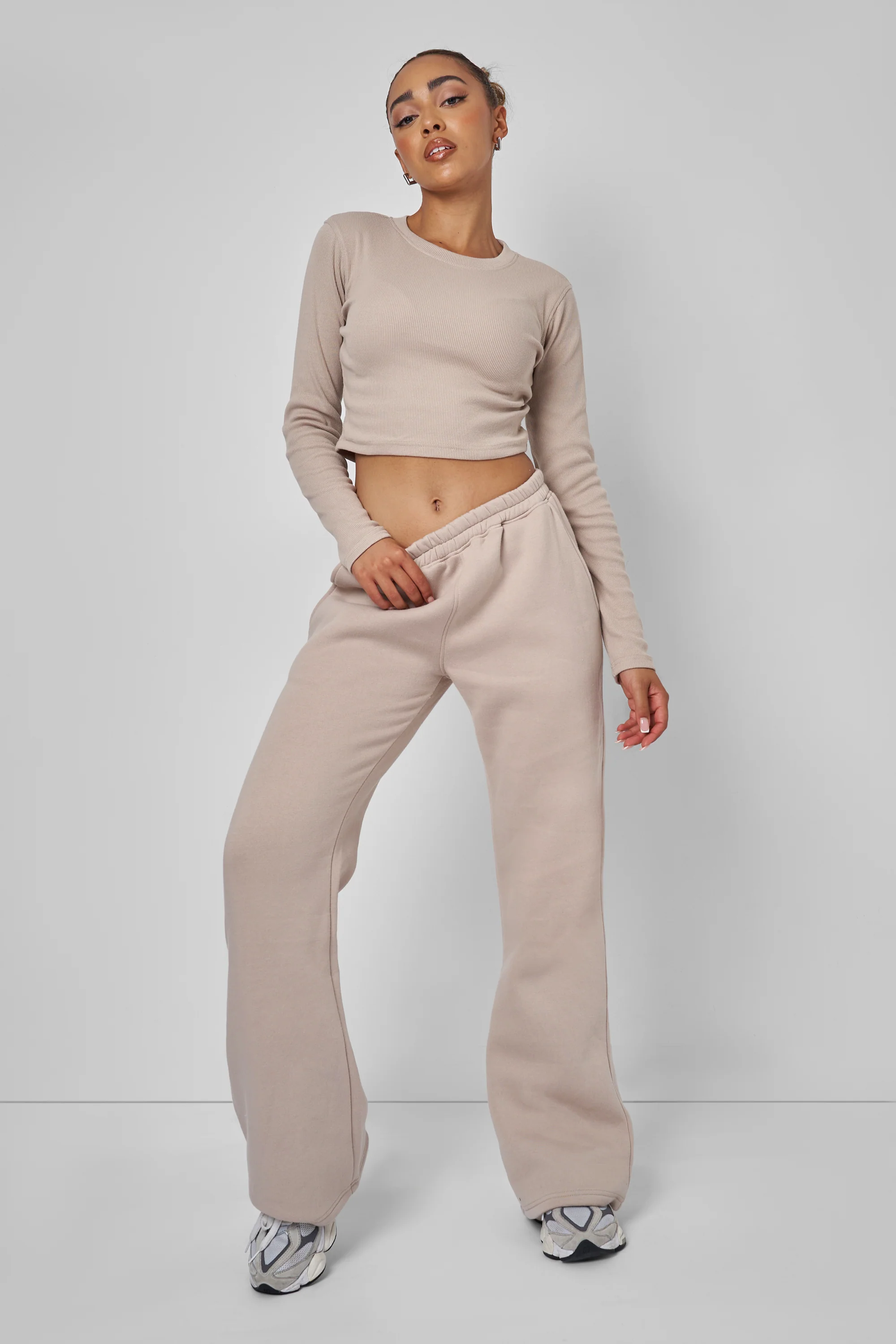 Long Sleeve Ribbed Top Stone - Image 4