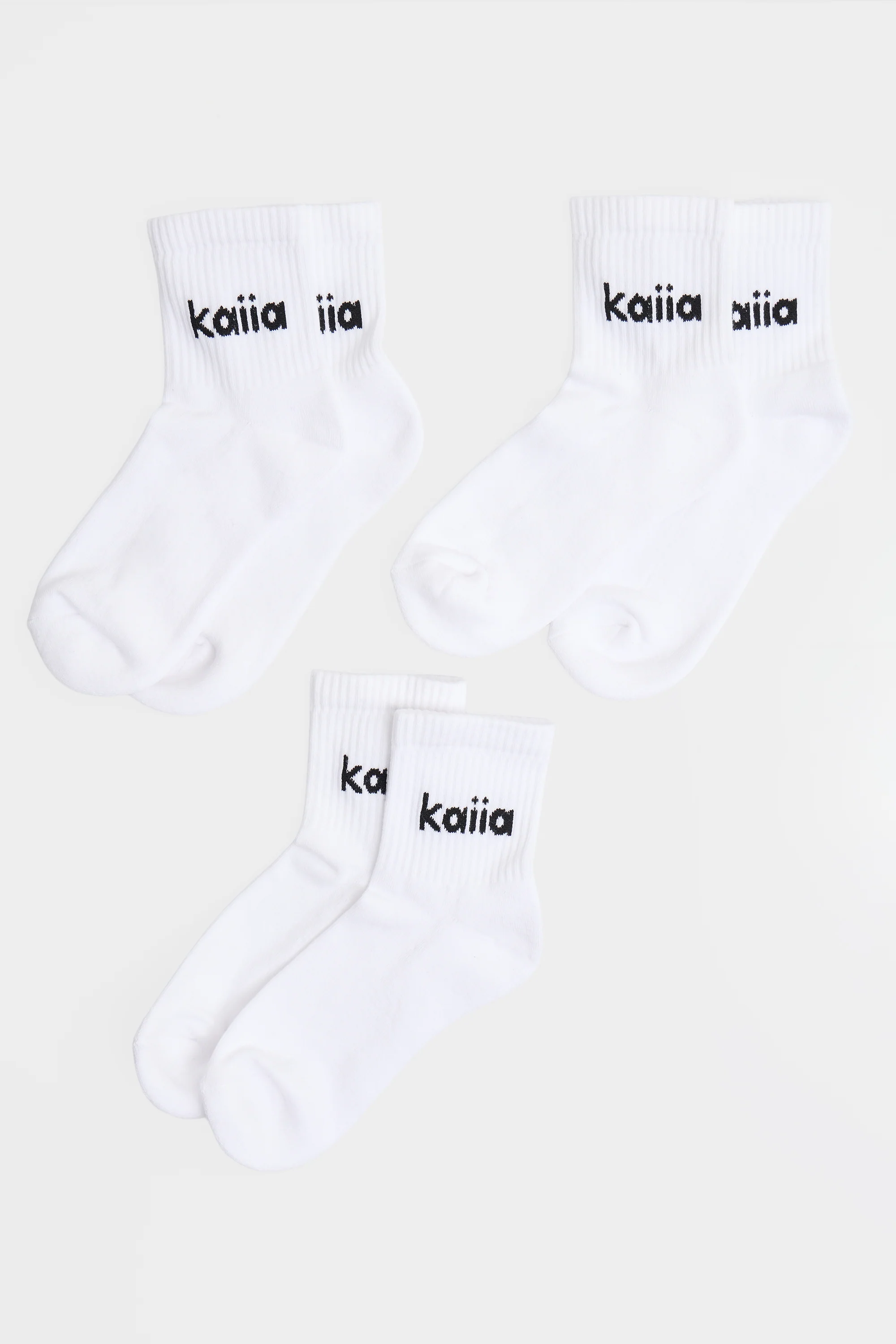 Pack of Three Kaiia Logo Socks White & Black