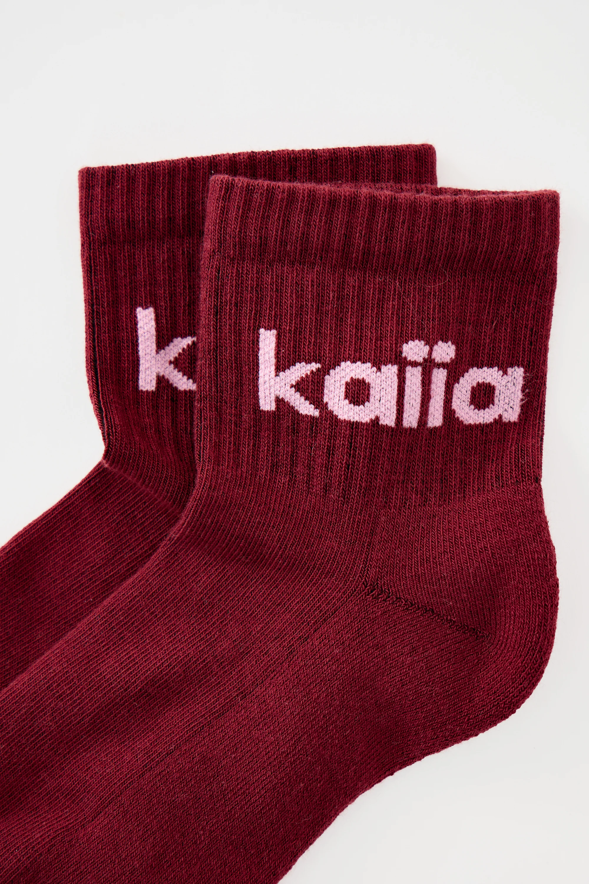 Pack of Three Kaiia Logo Socks Baby Pink, Mid Pink & Burgundy - Image 2