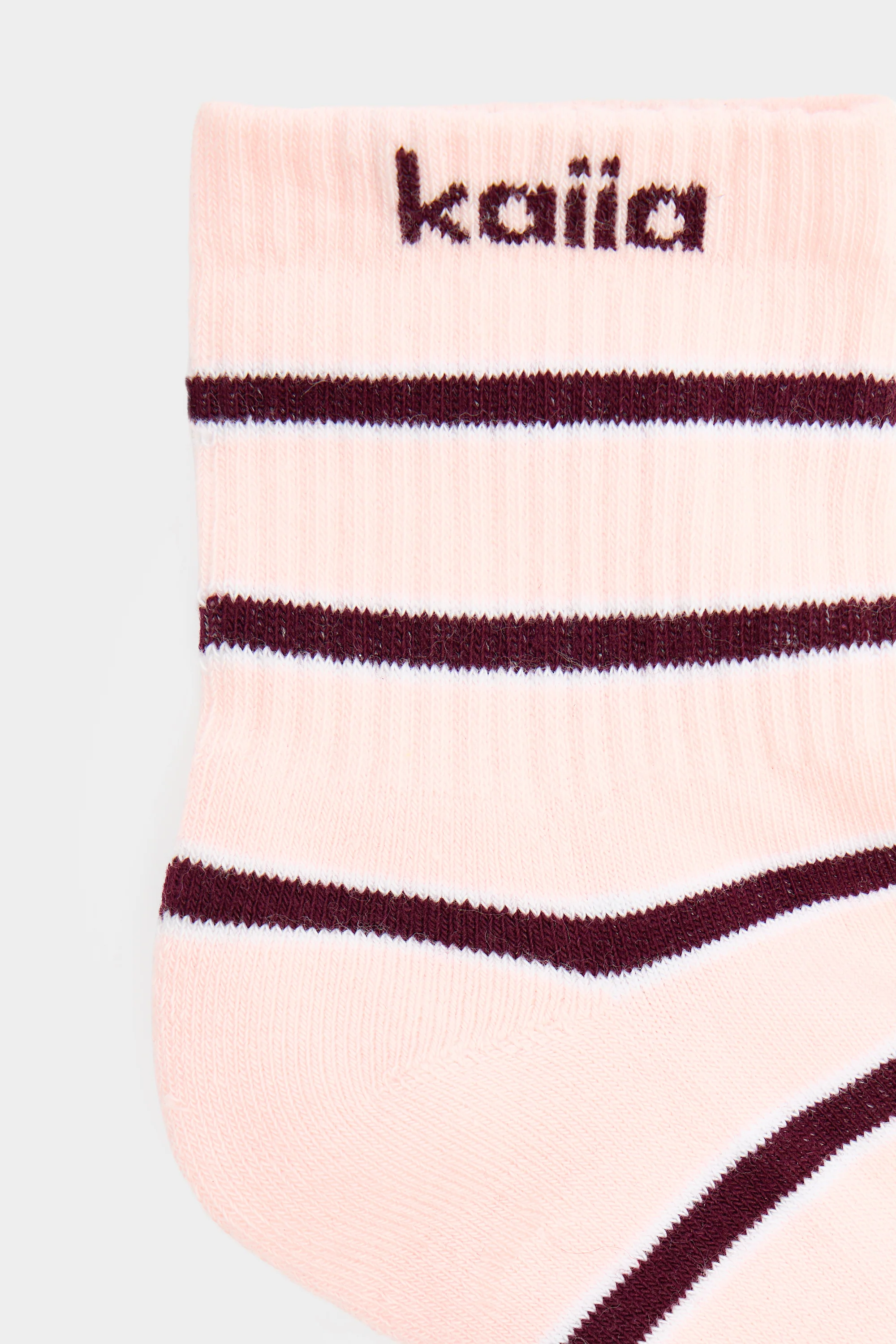 Pack of Three Kaiia Stripe Socks Pink , Cream & Burgundy - Image 3