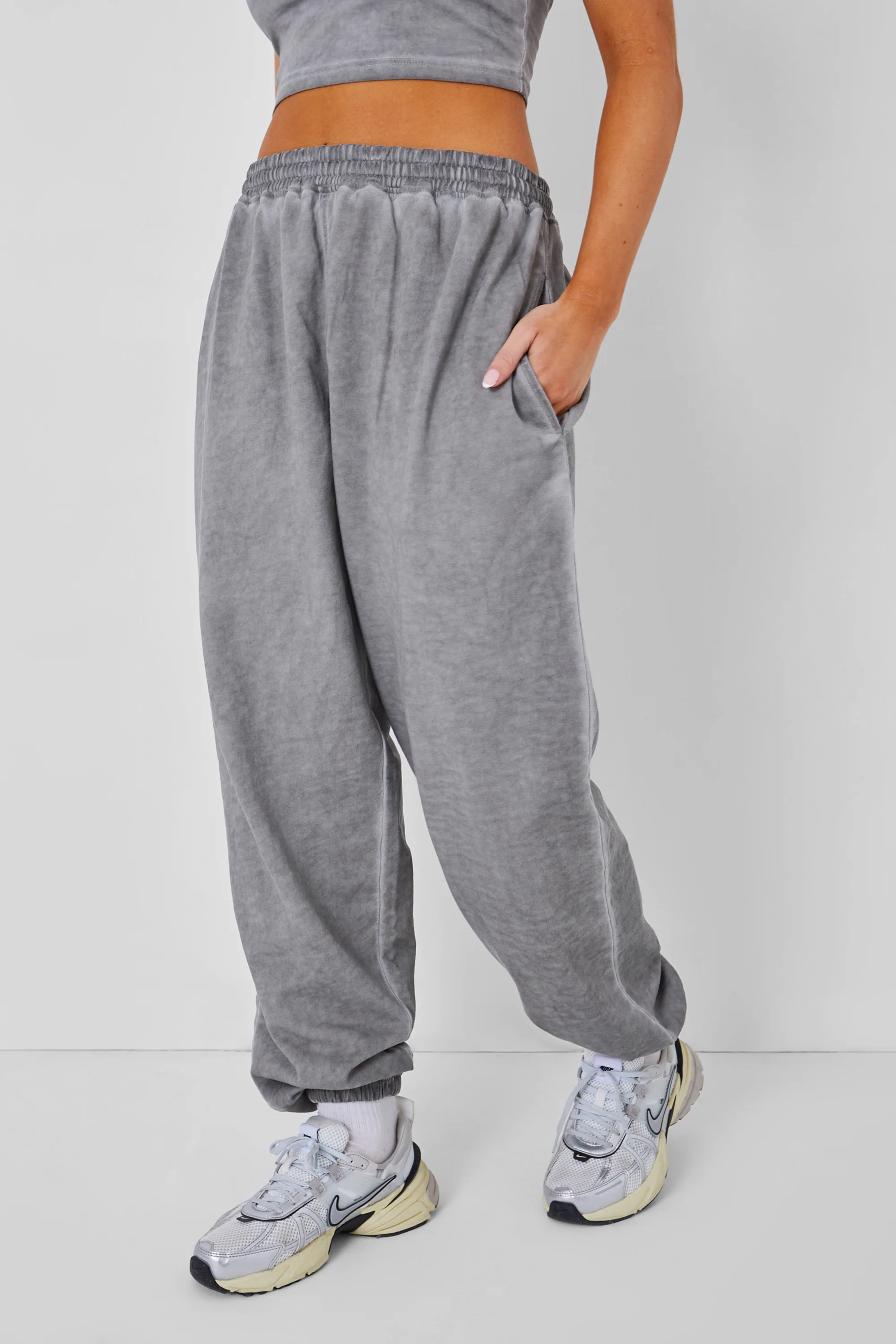Relaxed Fit Cuffed Joggers Co-ord Washed Grey - Image 4