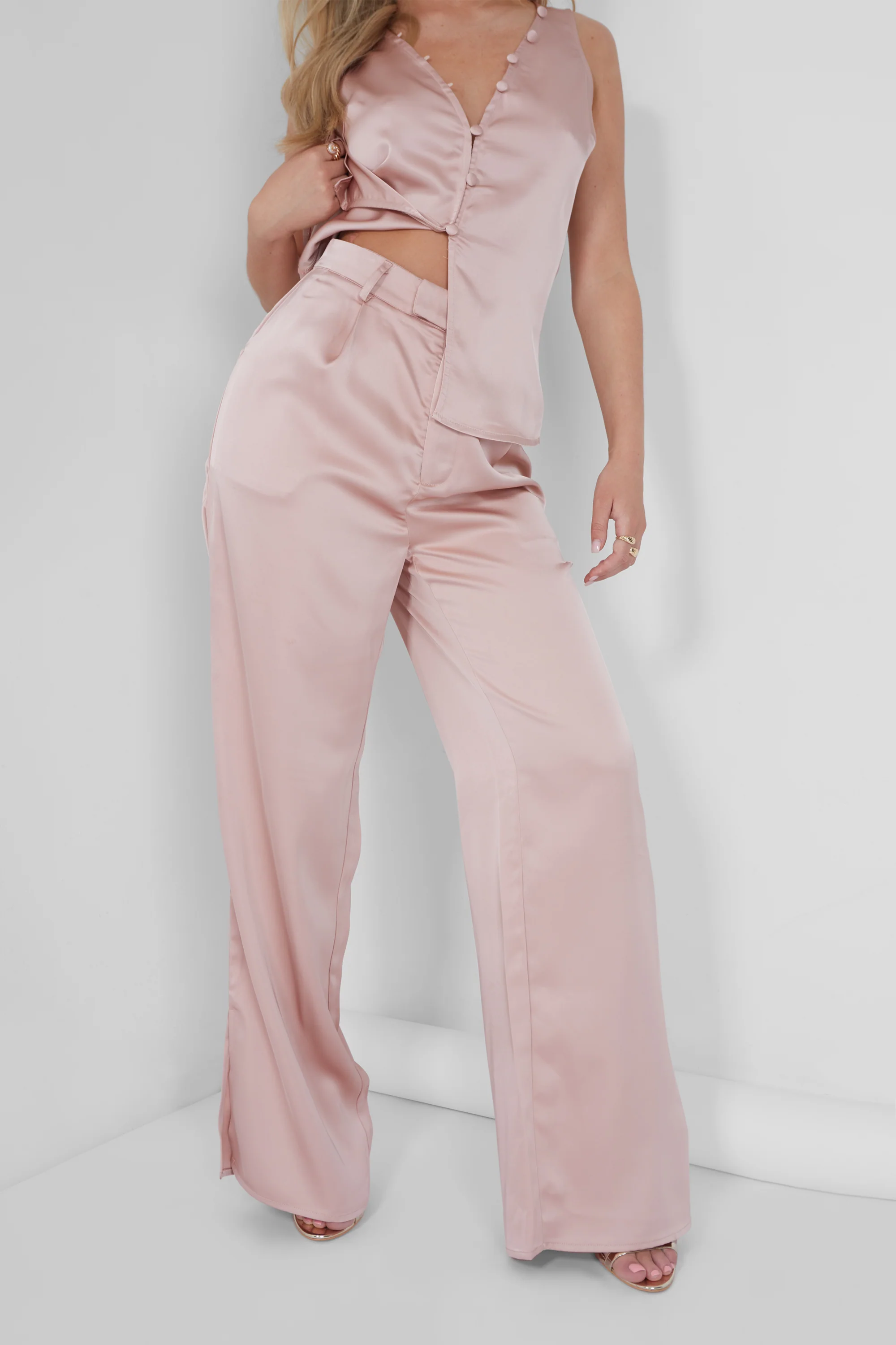 Satin Tailored Trouser Pink - Image 3