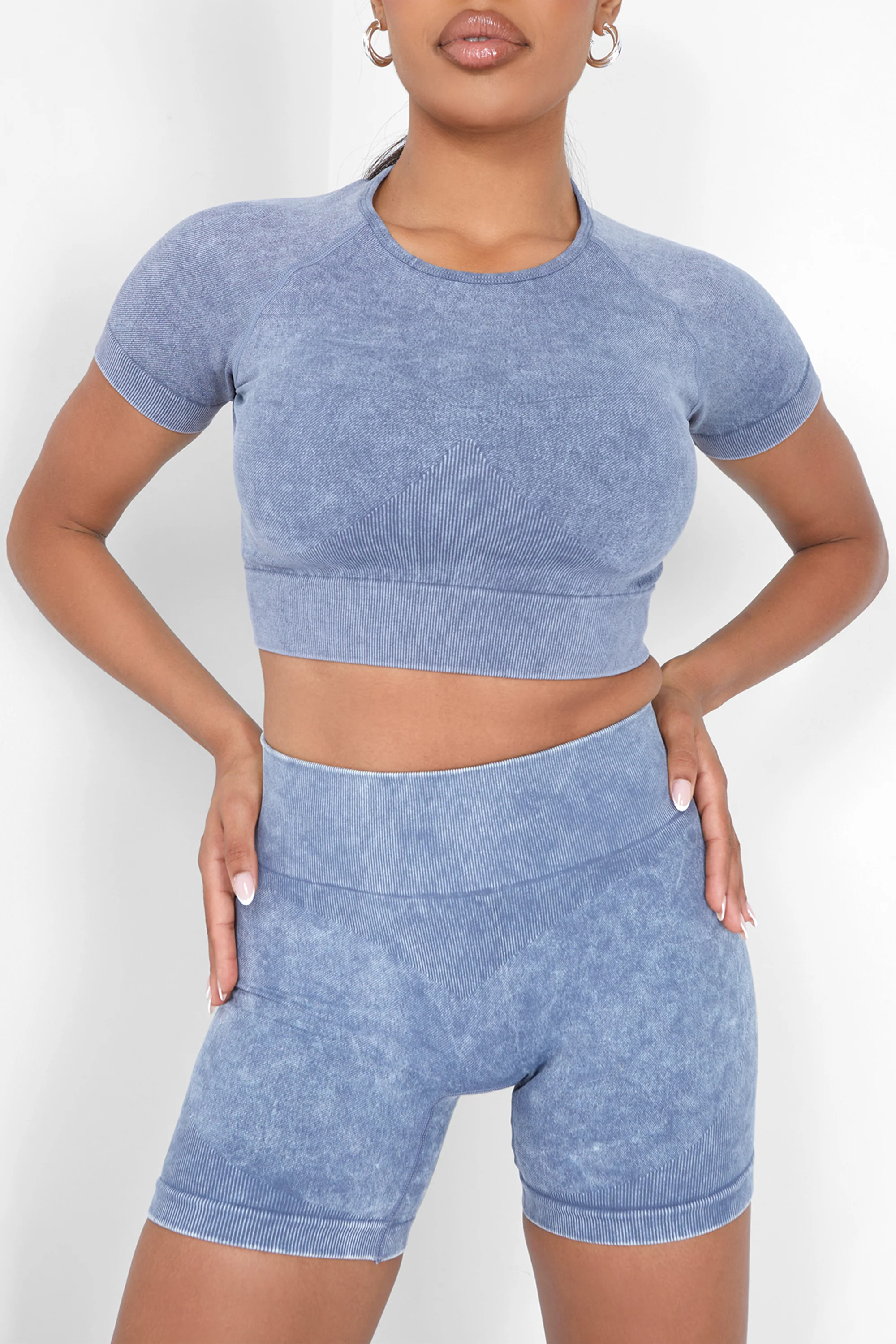 Seamless Acid Wash Baby Tee Grey Wash - Image 5