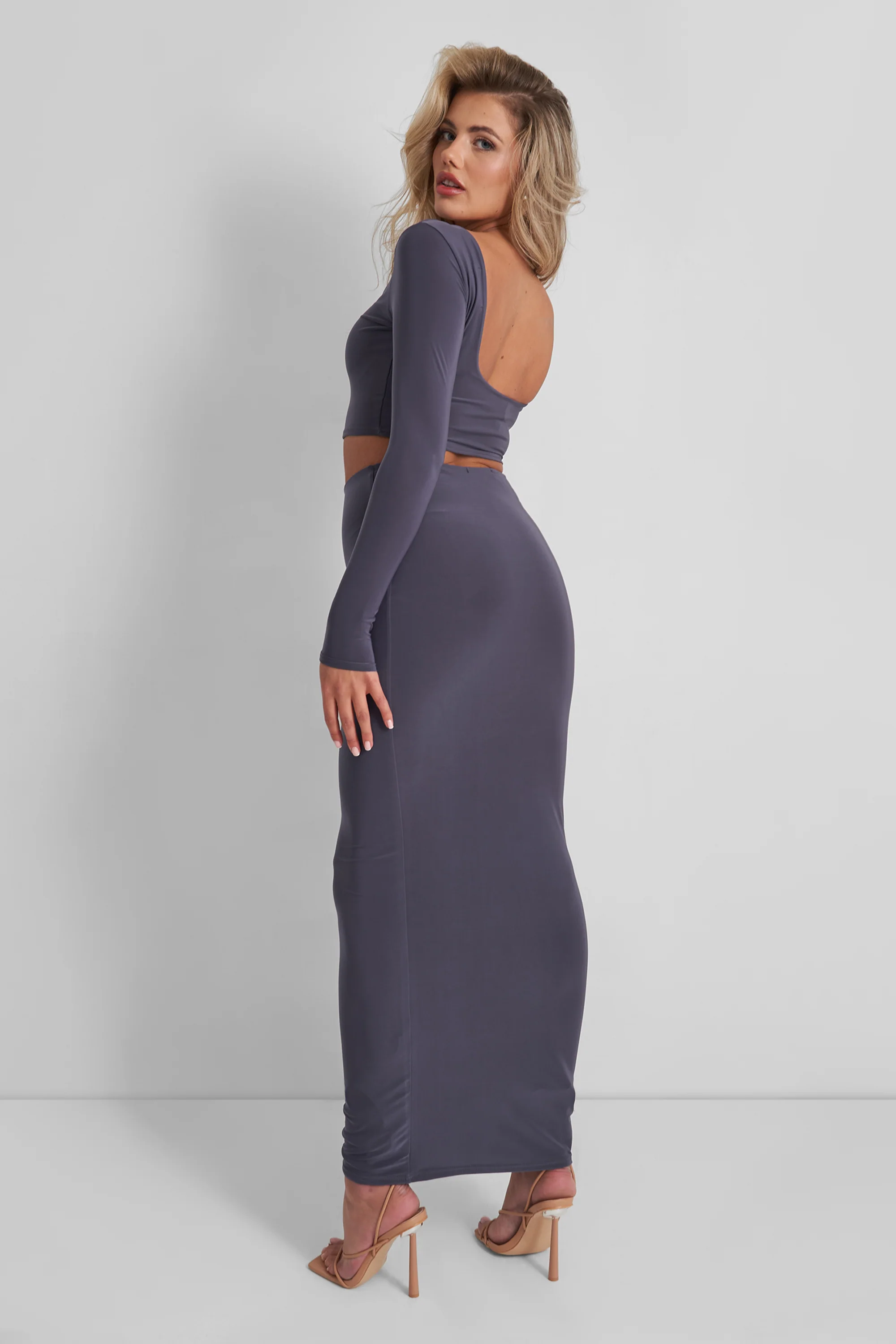Slinky Column Maxi Skirt Slate - Image 2