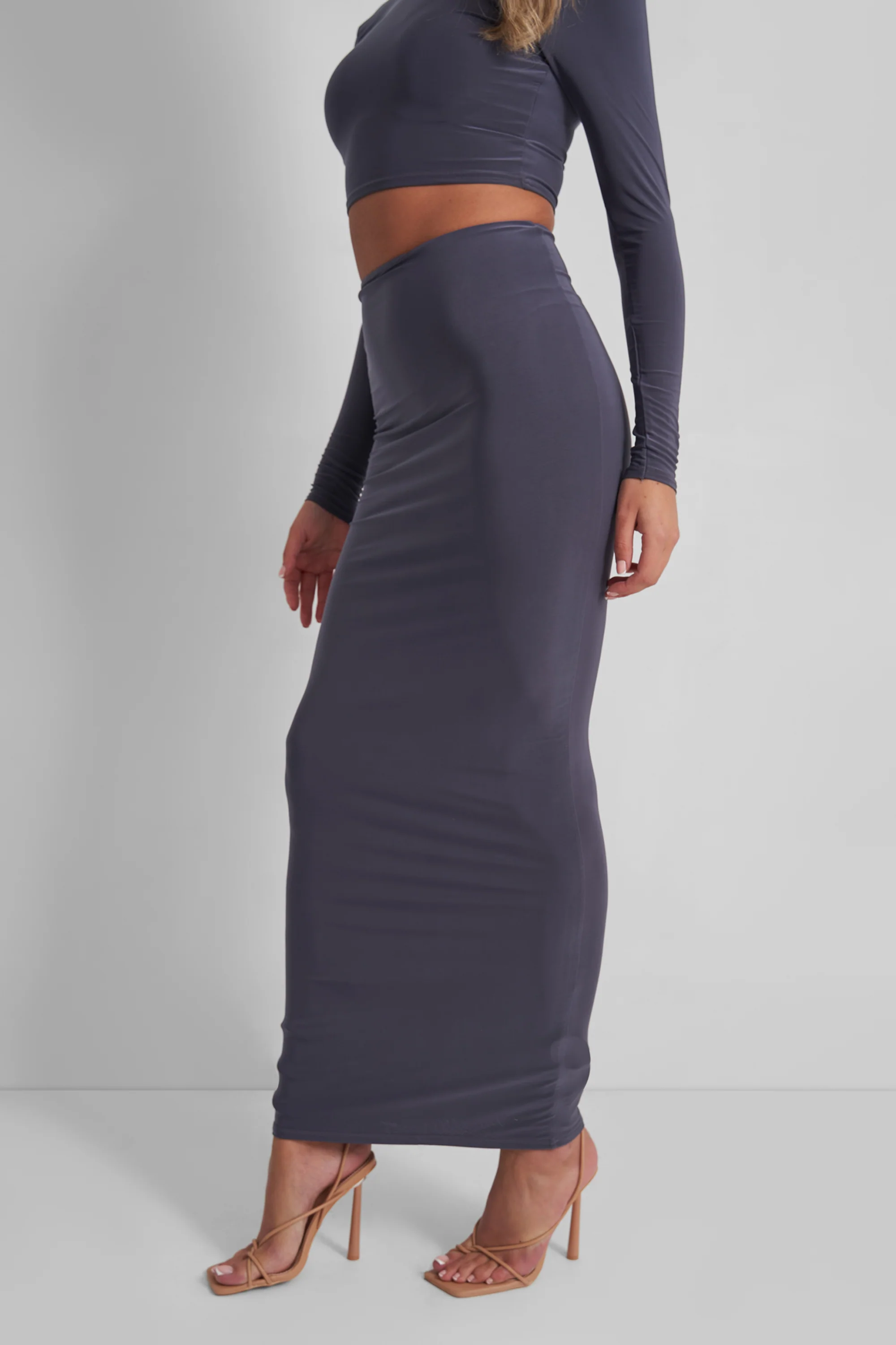 Slinky Column Maxi Skirt Slate - Image 4
