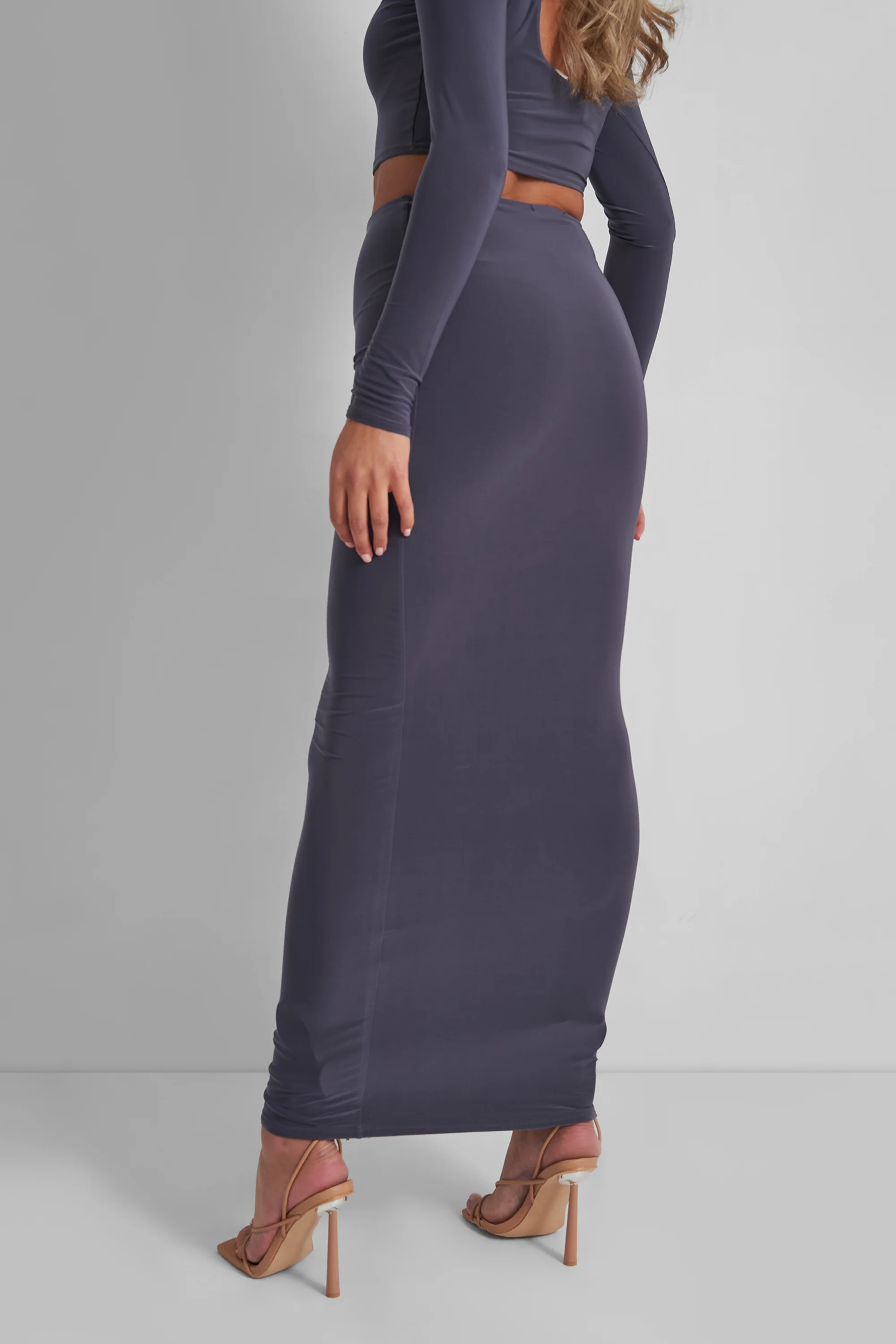 Slinky Column Maxi Skirt Slate - Image 5