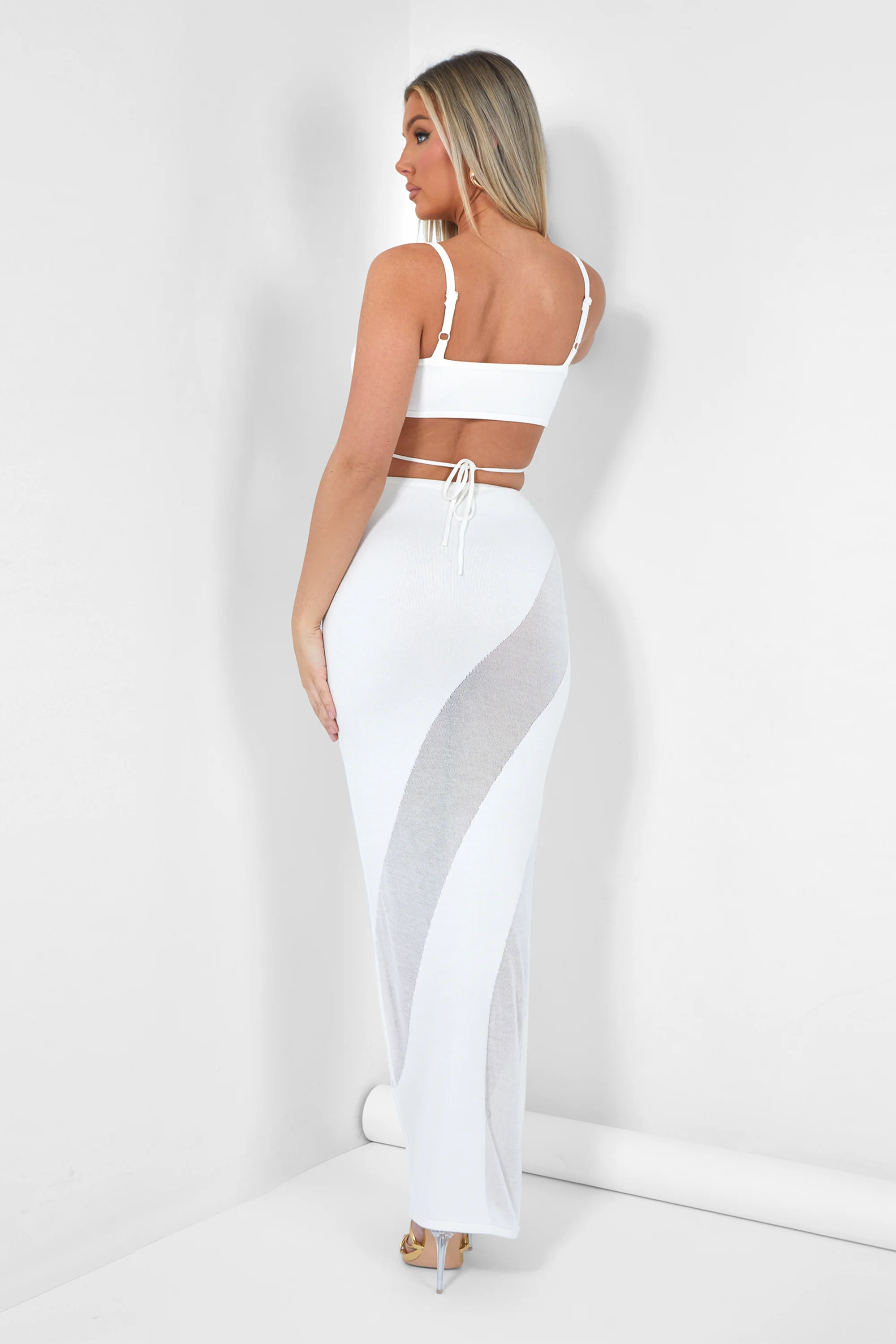 Strappy Knitted Bralet Top Ivory - Image 4