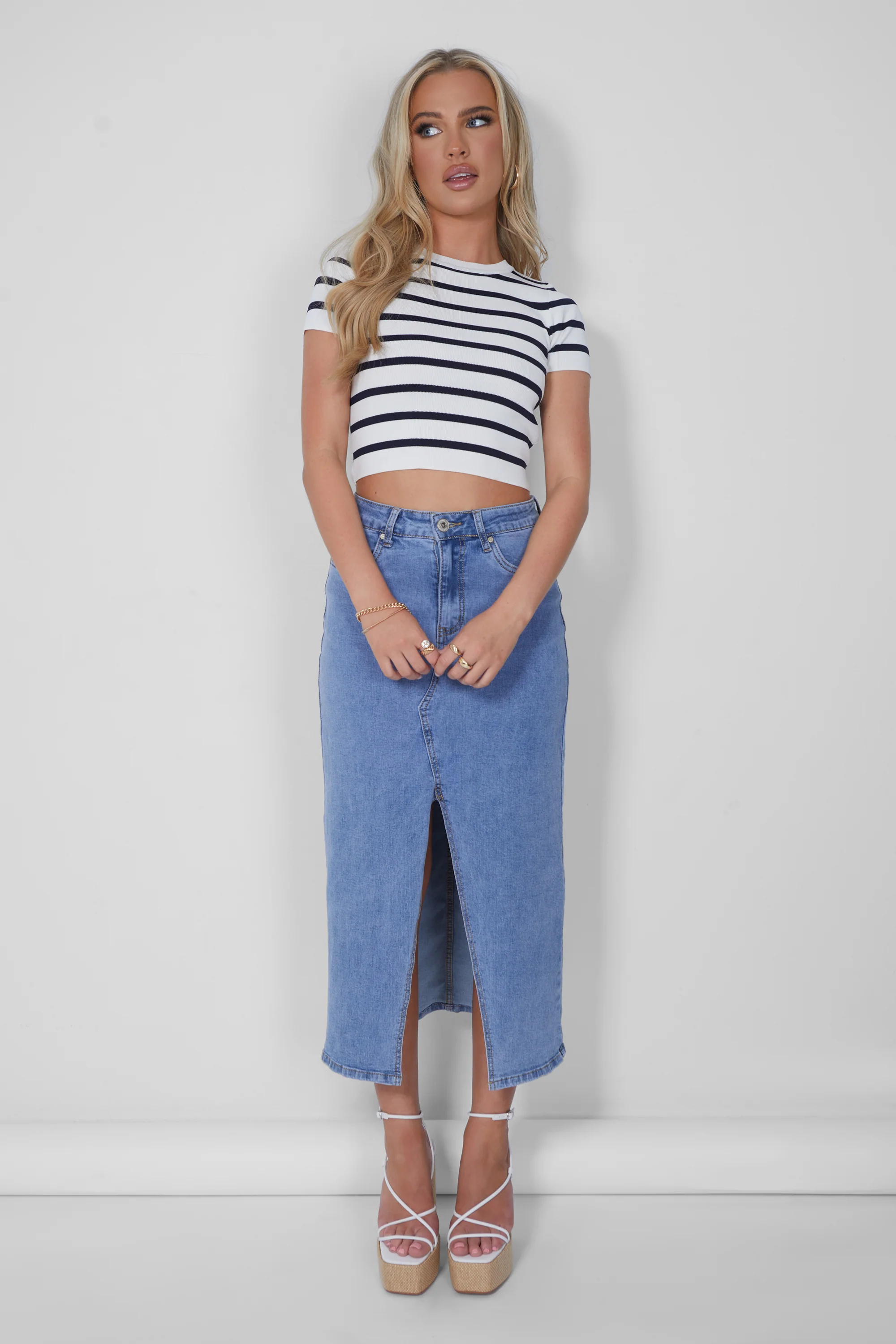 Stripe Knitted Baby Tee Ecru - Image 3