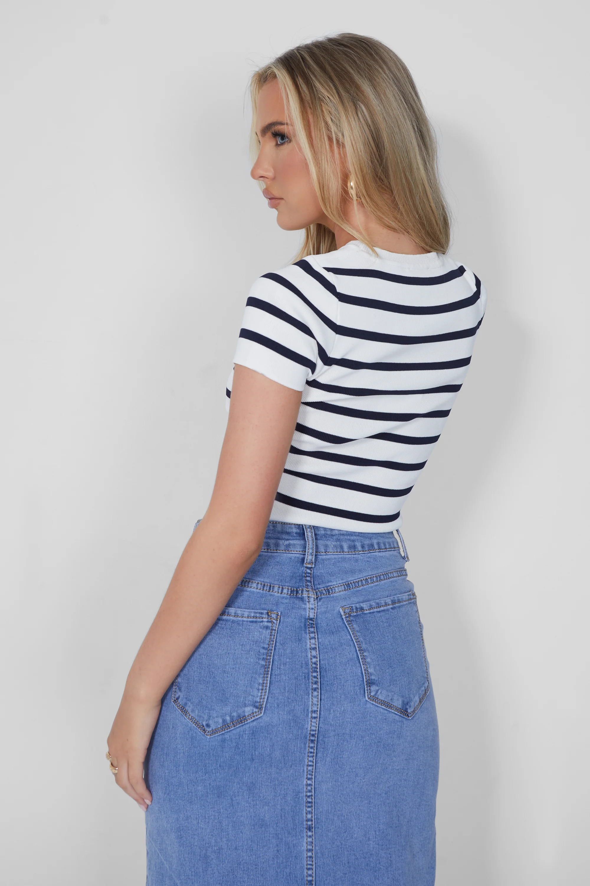 Stripe Knitted Baby Tee Ecru - Image 5
