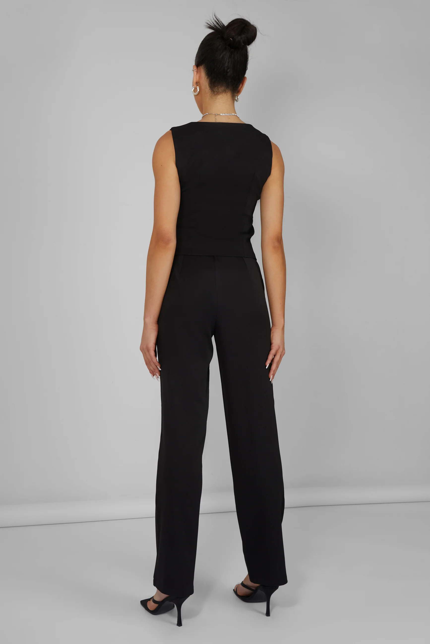 Tailored Extreme High Waisted Slim Leg Trousers Black - Image 3
