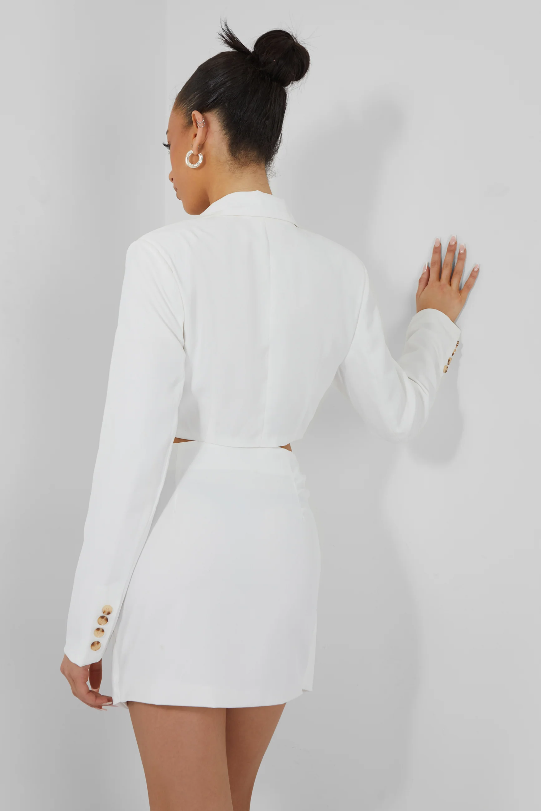 Twist Front Blazer Dress Ivory - Image 5