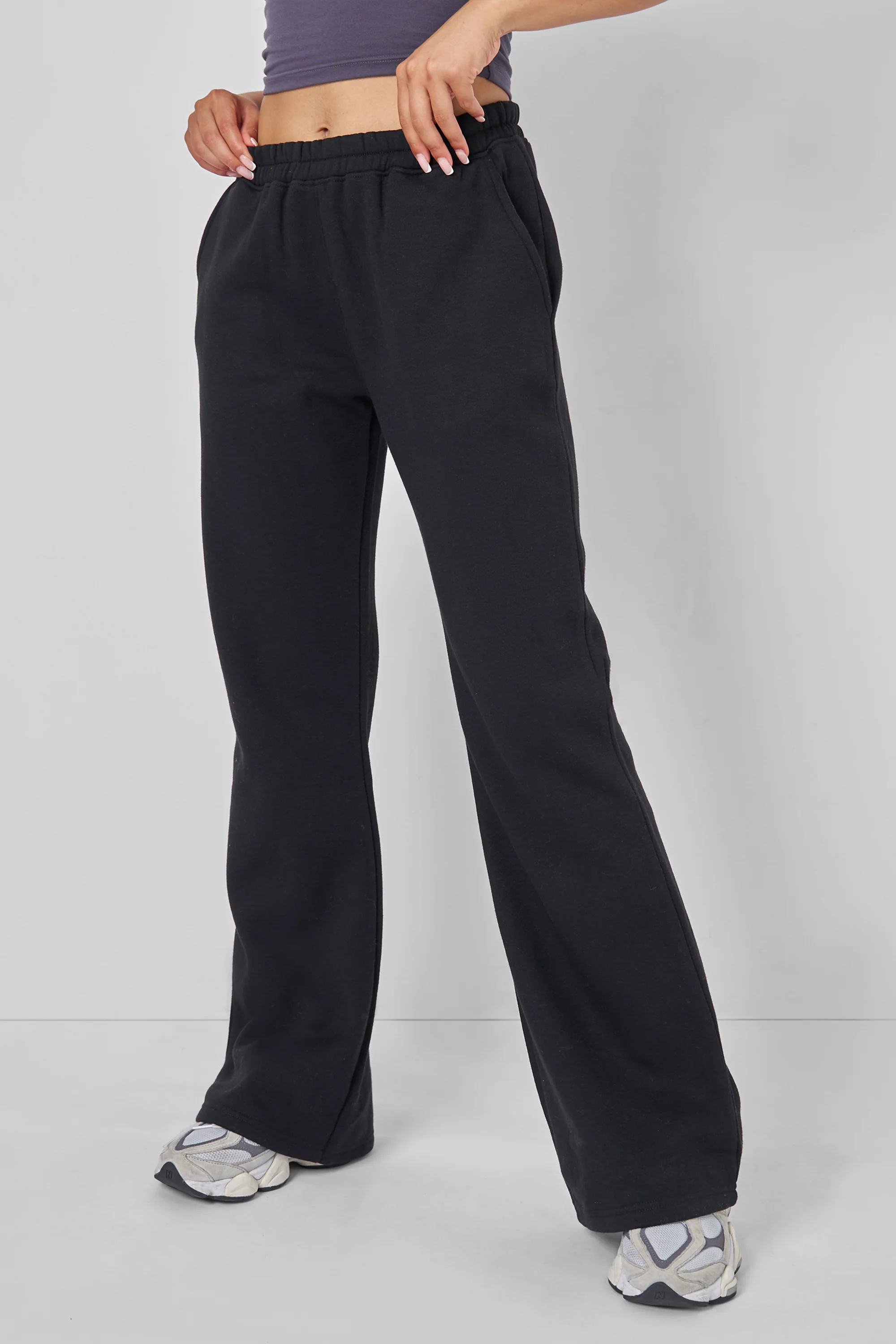 Wide Leg Sweat Pants Black - Image 3