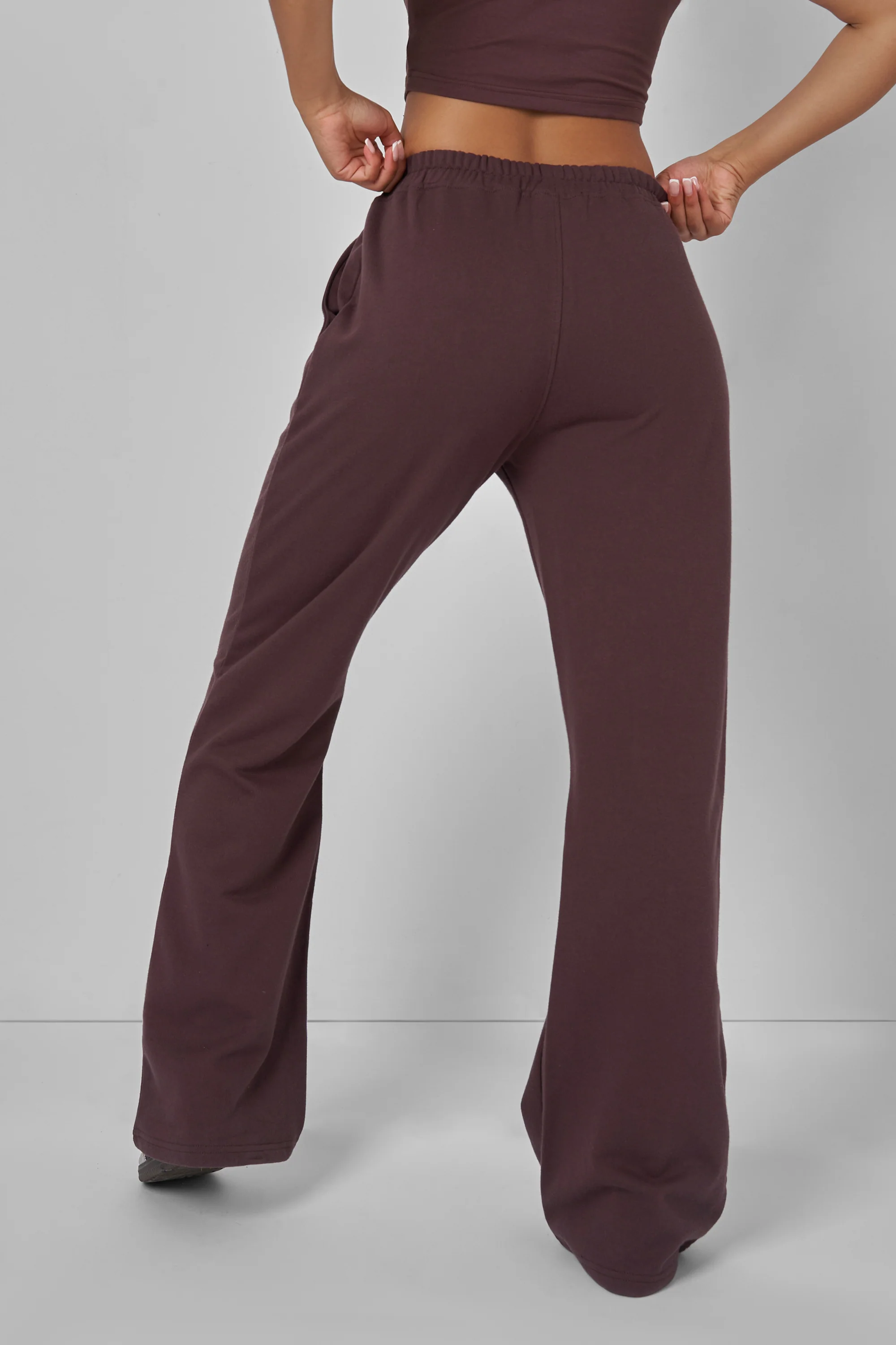Wide Leg Sweat Pants Mocha - Image 3