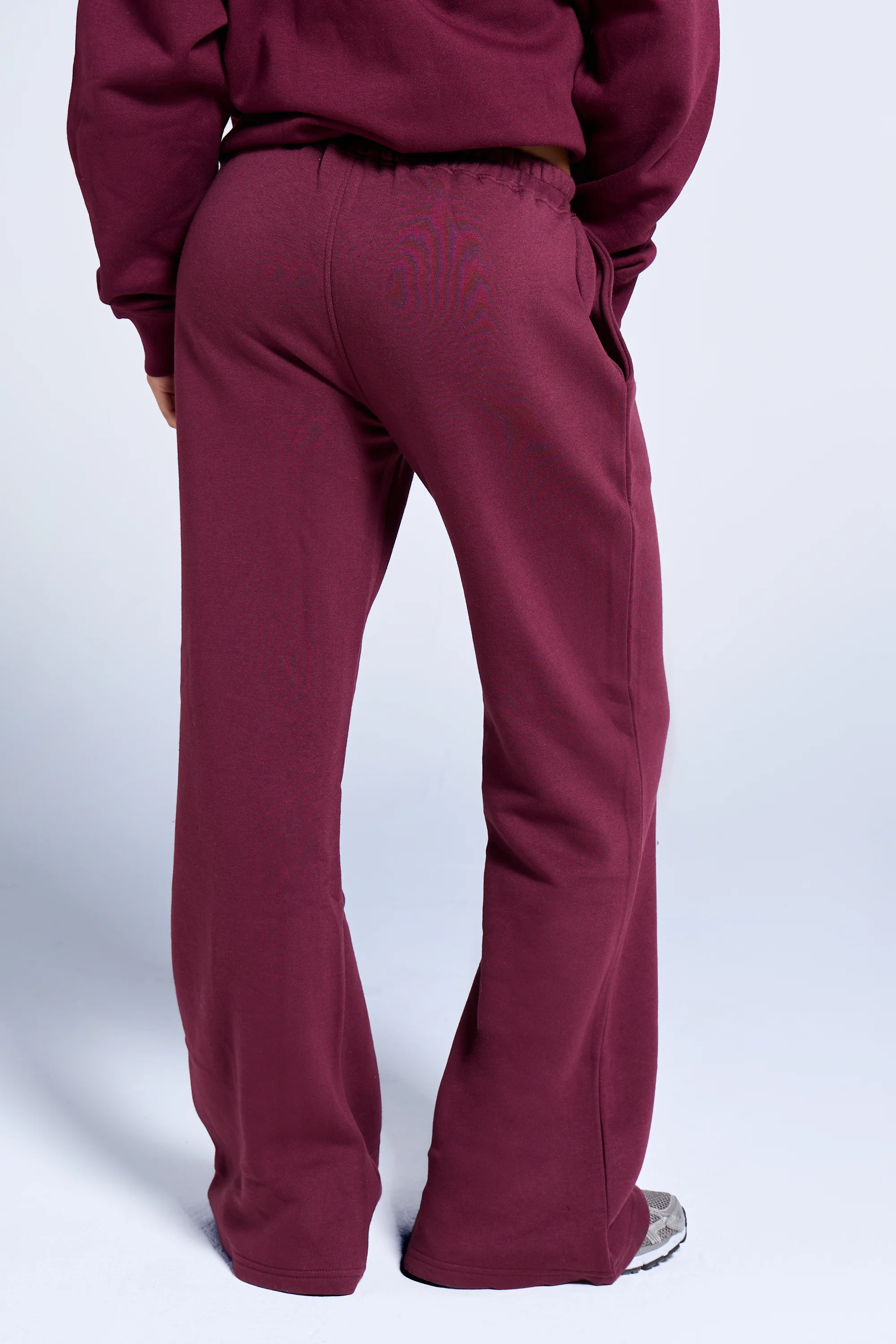 Kaiia Wide Leg Sweat Pants Deep Burgundy - Image 4